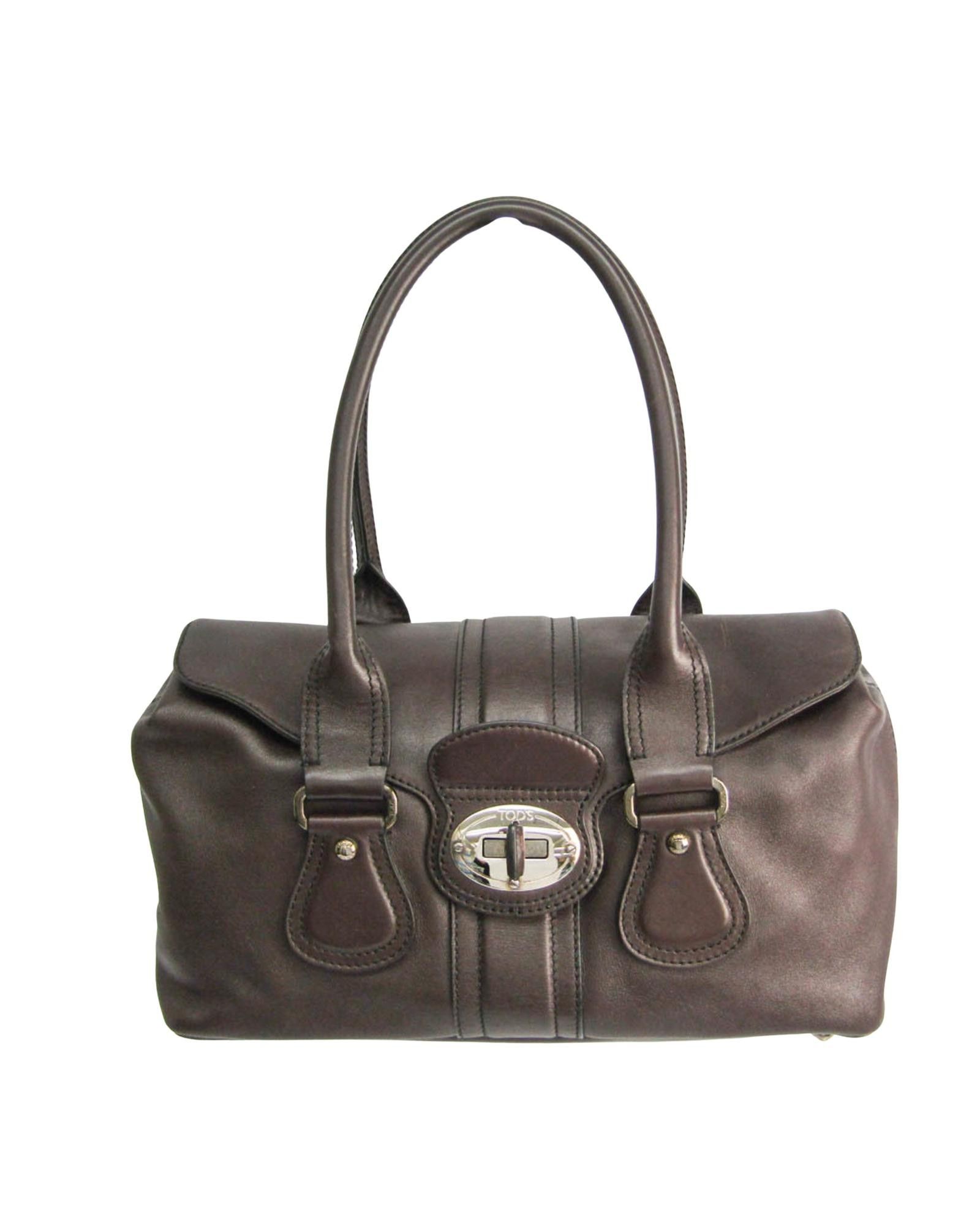 image of Brown Leather Tote Bag By Tods, Women's