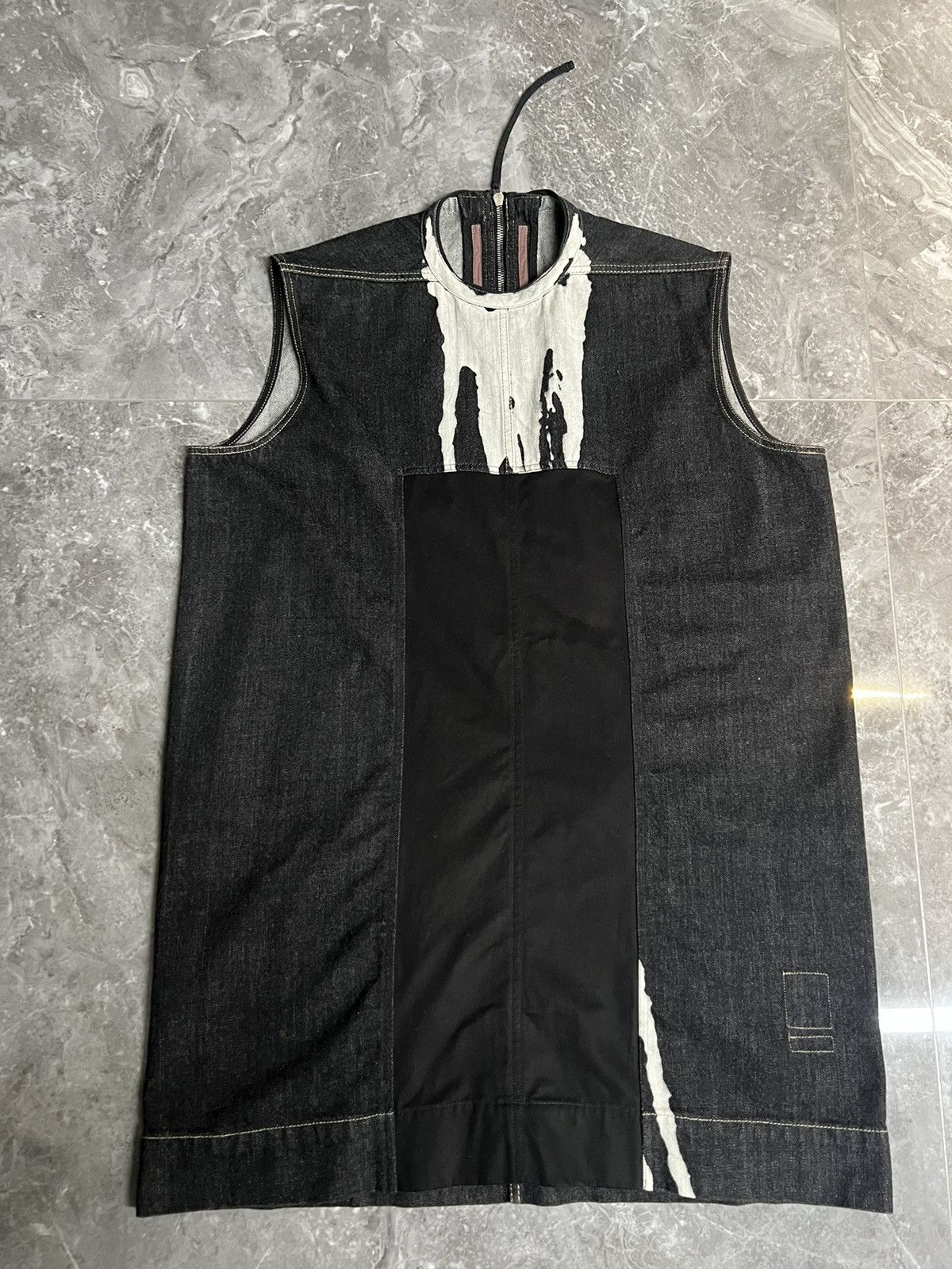 Rick Owens fw16 Bleach Vomit denim vest
