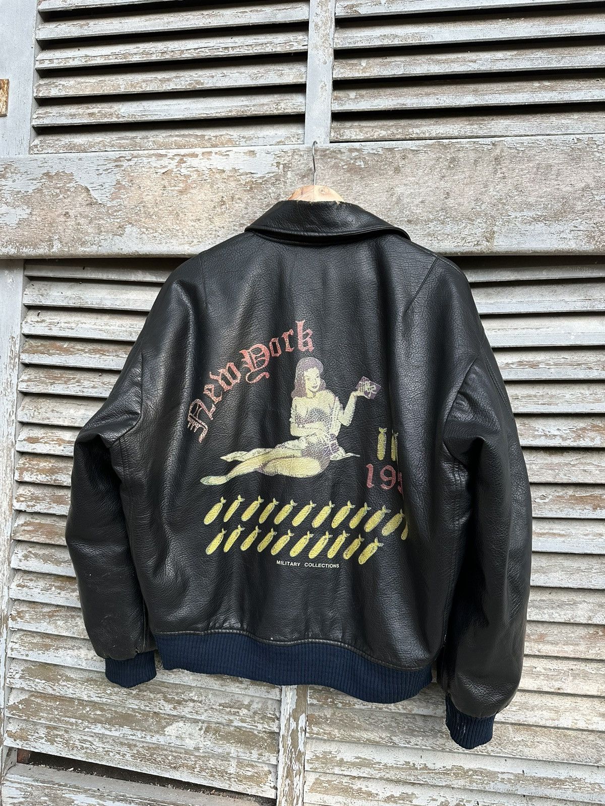 Vintage 👹Vintage Airborne US Airforce Leather Bomber Jacket Size US M / EU 48-50 / 2 - 12 Thumbnail