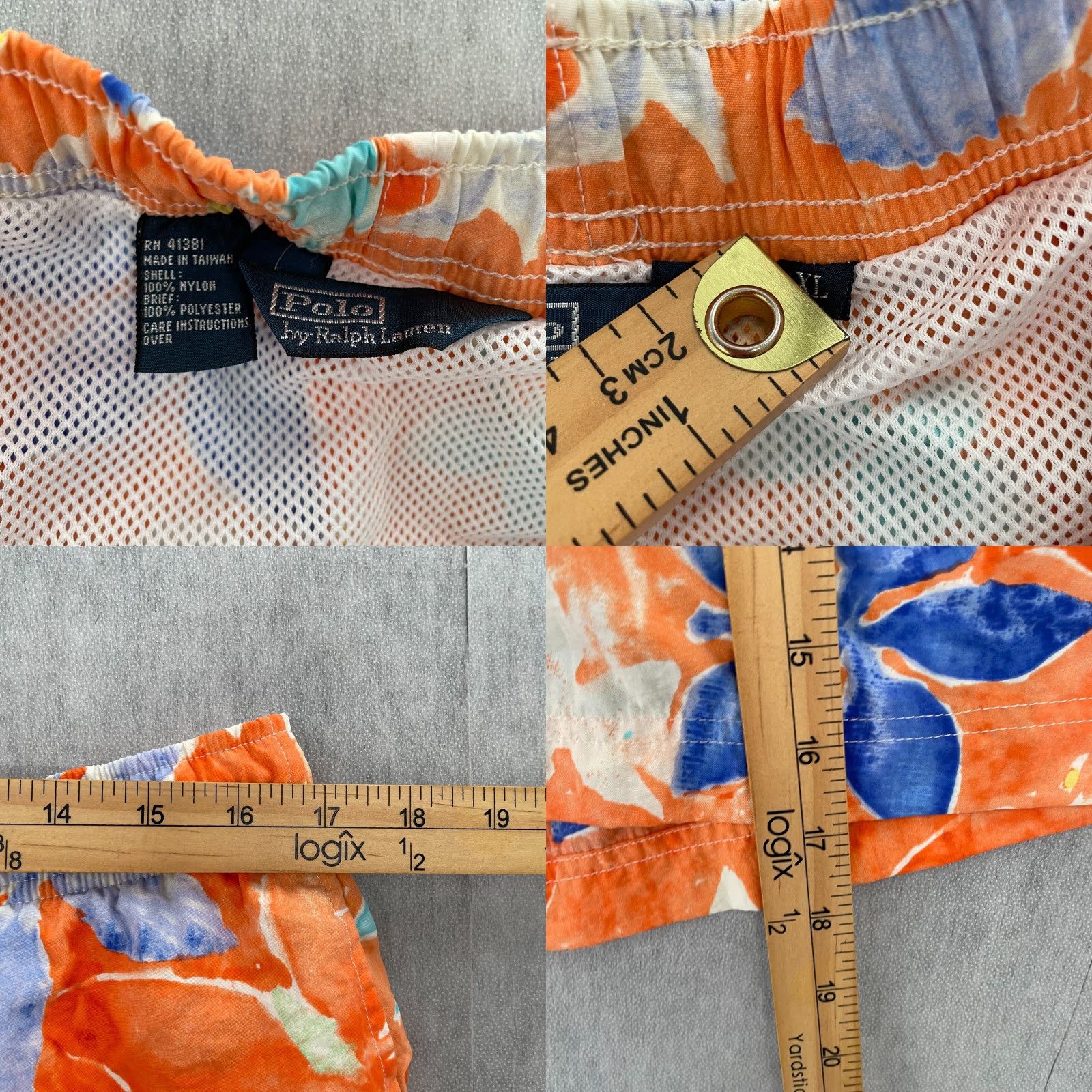 Polo Ralph Lauren VINTAGE Polo Ralph Lauren Shorts Adult Extra Large Orange Floral Swim Trunks Men Size US L / EU 52-54 / 3 - 8 Thumbnail