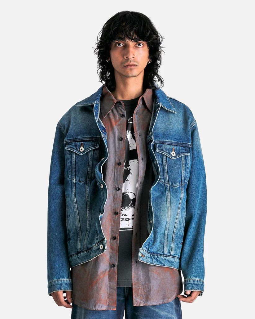 Y/Project o1s1v1r1oon0925 Evergreen White Denim Jacket in Blue Size US XL / EU 56 / 4 - 1 Thumbnail