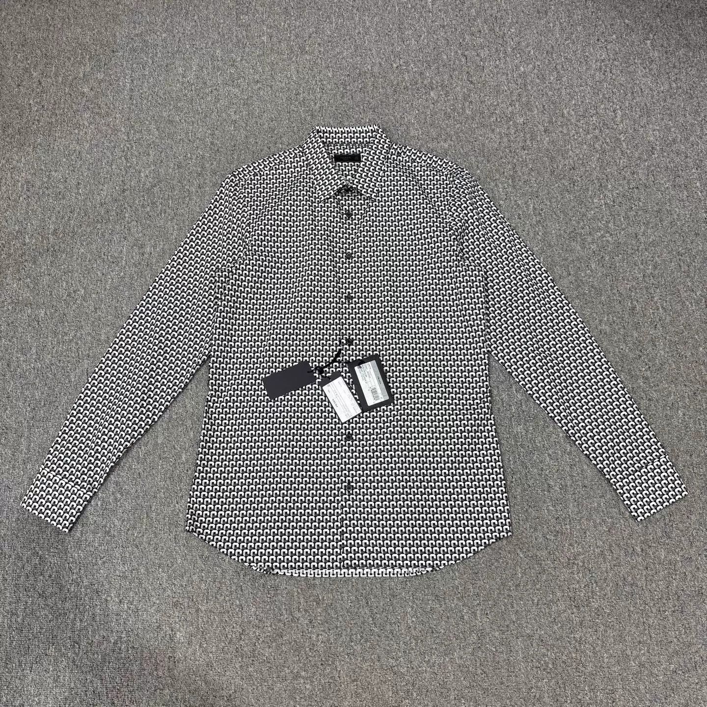 Prada Black Patterned Long Sleeve Button-Up Shirt Size US XXS / EU 40 - 1 Thumbnail
