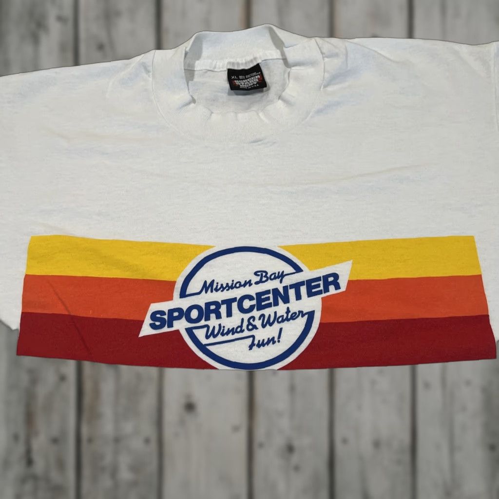 Vintage VINTAGE Screen Stars Graphic Tee XL Unisex Short Sleeve White 1980s Mission Bay Sport Center Beach Size US XL / EU 56 / 4 - 1 Thumbnail
