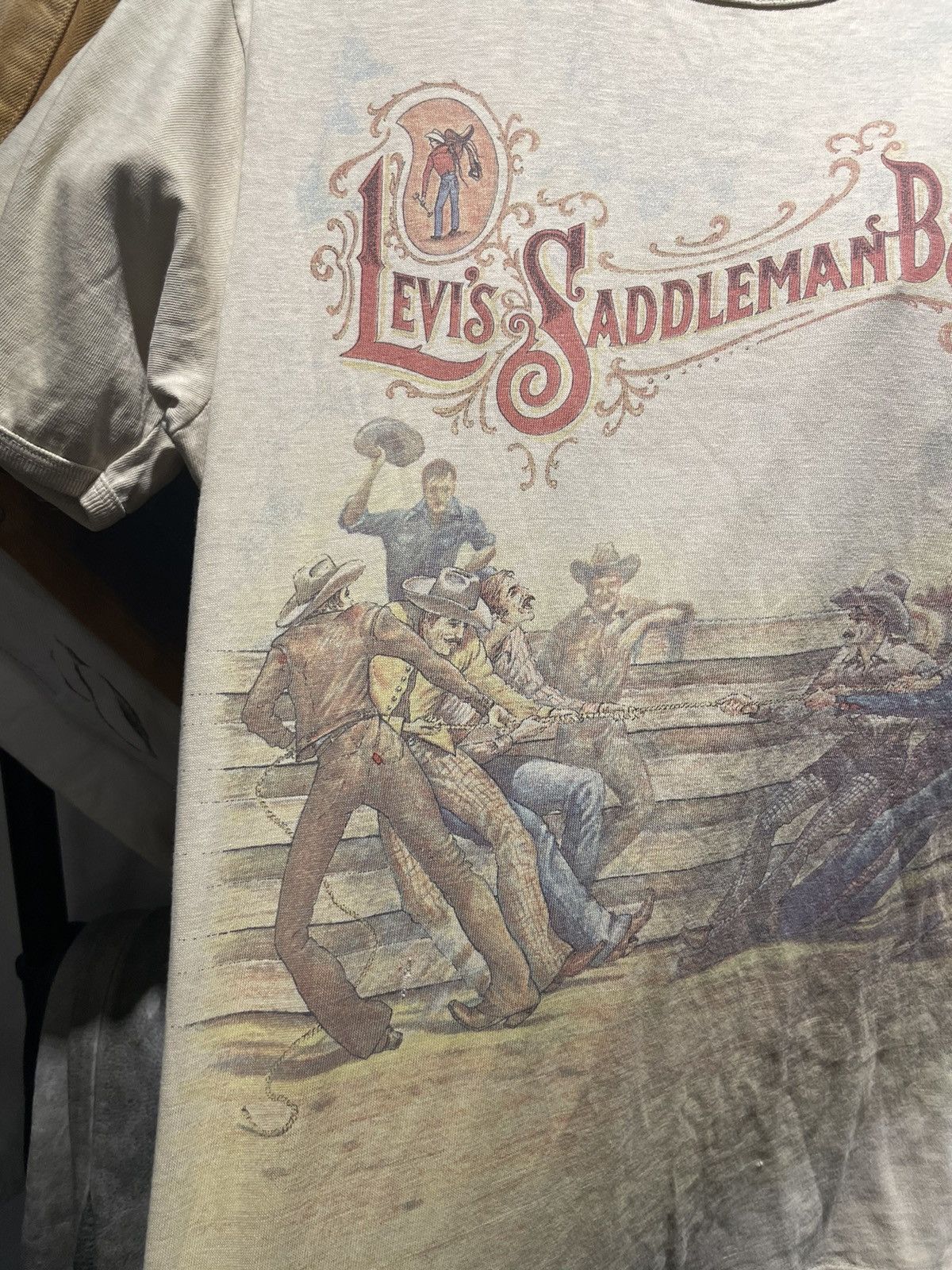 Levi's × Levi's Vintage Clothing × Vintage Vintage 70s Levis’s “Saddleman Boot Jeans” Commercial Tee Size US L / EU 52-54 / 3 - 3 Thumbnail