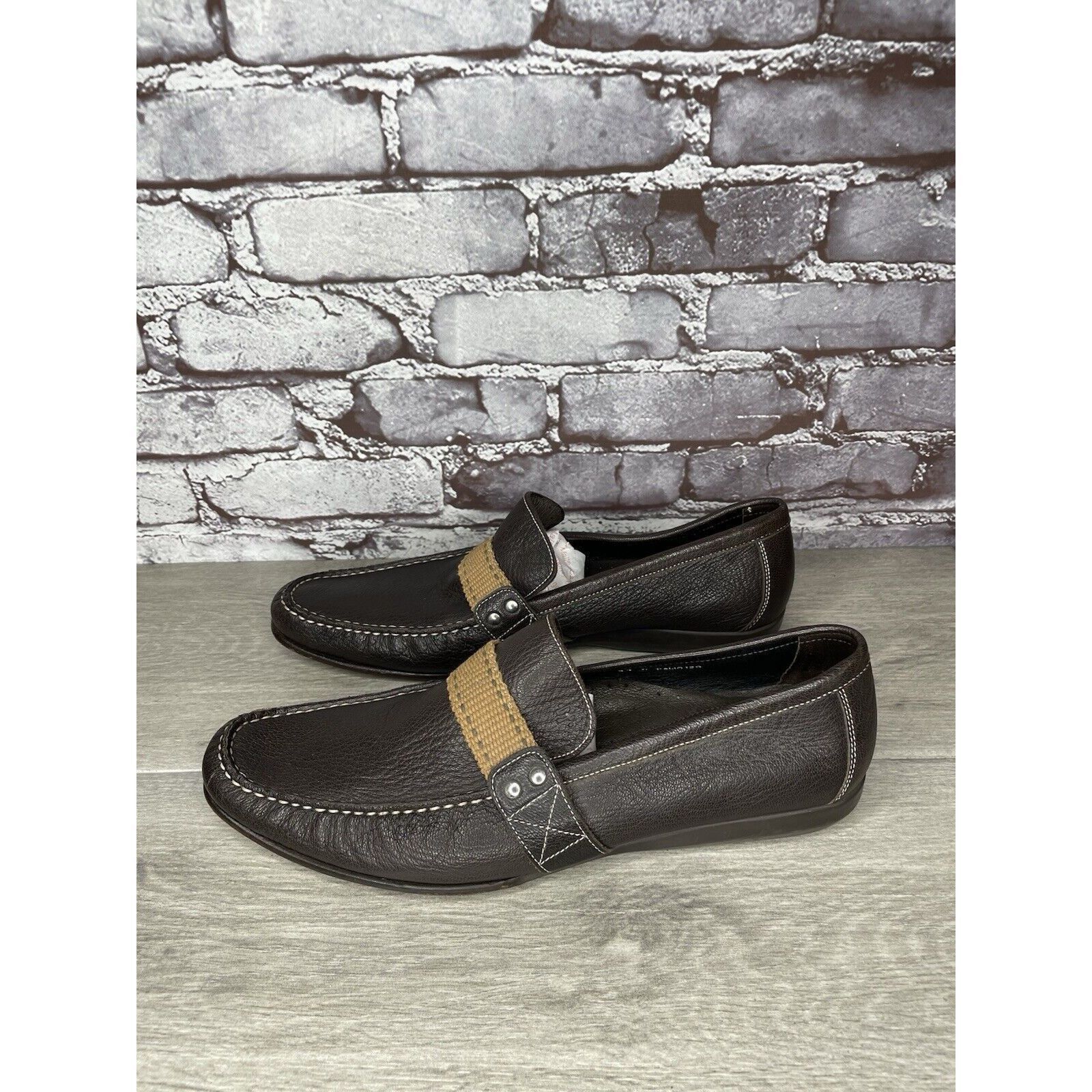 Donald Pliner Donald J. Pliner Brown Leather Slip On Casual Driving Shoes Size US 11 / EU 44 - 13 Thumbnail