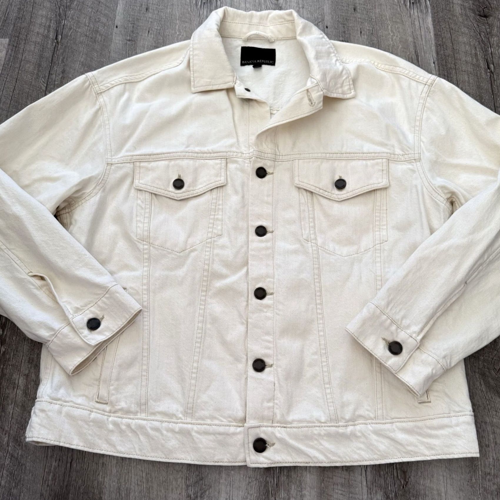 Banana Republic VINTAGE Banana Republic Trucker Jacket Mens L Relaxed Denim Pockets 80s 90s Western Grunge Modern Size US 33 - 7 Thumbnail