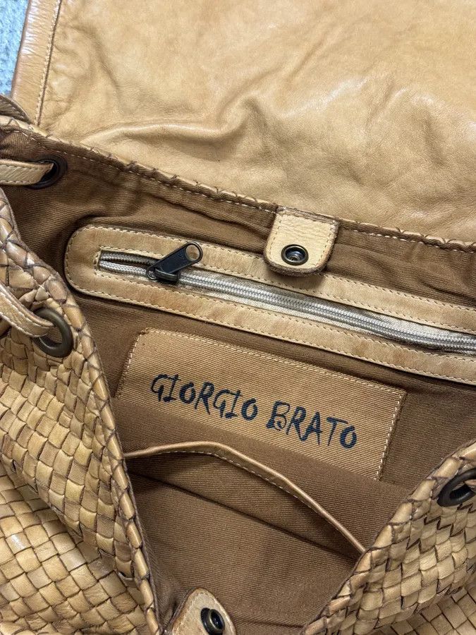 Designer × Giorgio Brato × Vintage 2000s Giorgio Brato Beige Woven Leather Shoulder Bag Size ONE SIZE - 12 Thumbnail