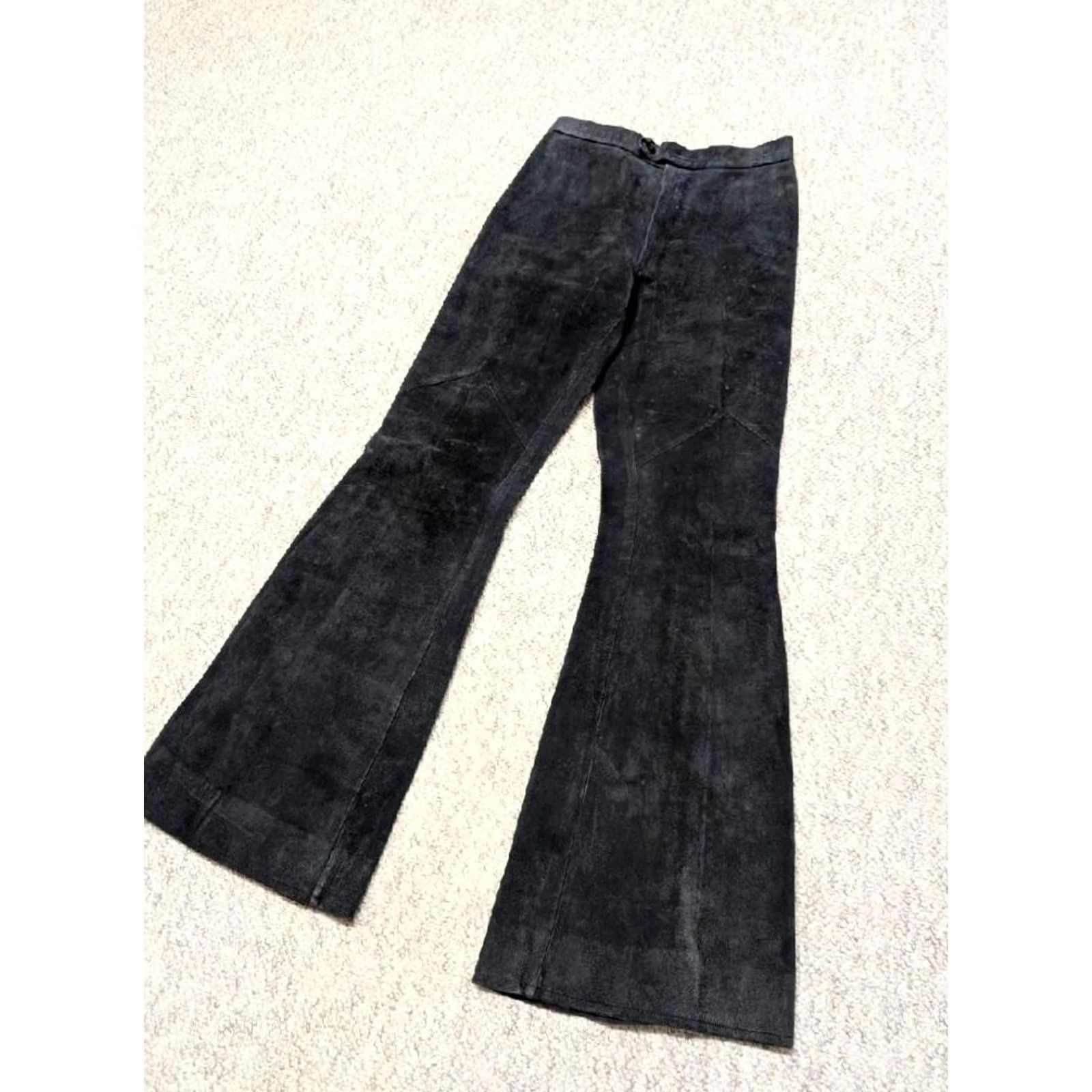 Bell VINTAGE BELL BOTTOMS leather pants 26x30 blue Women Western Cowboy rodeo suede bootcut 1970s Size 26" / US 2 / IT 38 - 3 Thumbnail