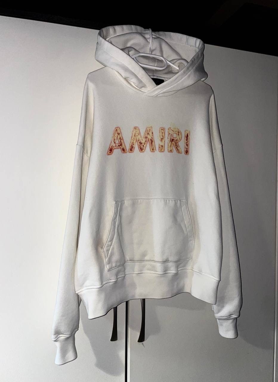 image of Amiri Flame Logo Hoodie in White, Men's (Size Medium)