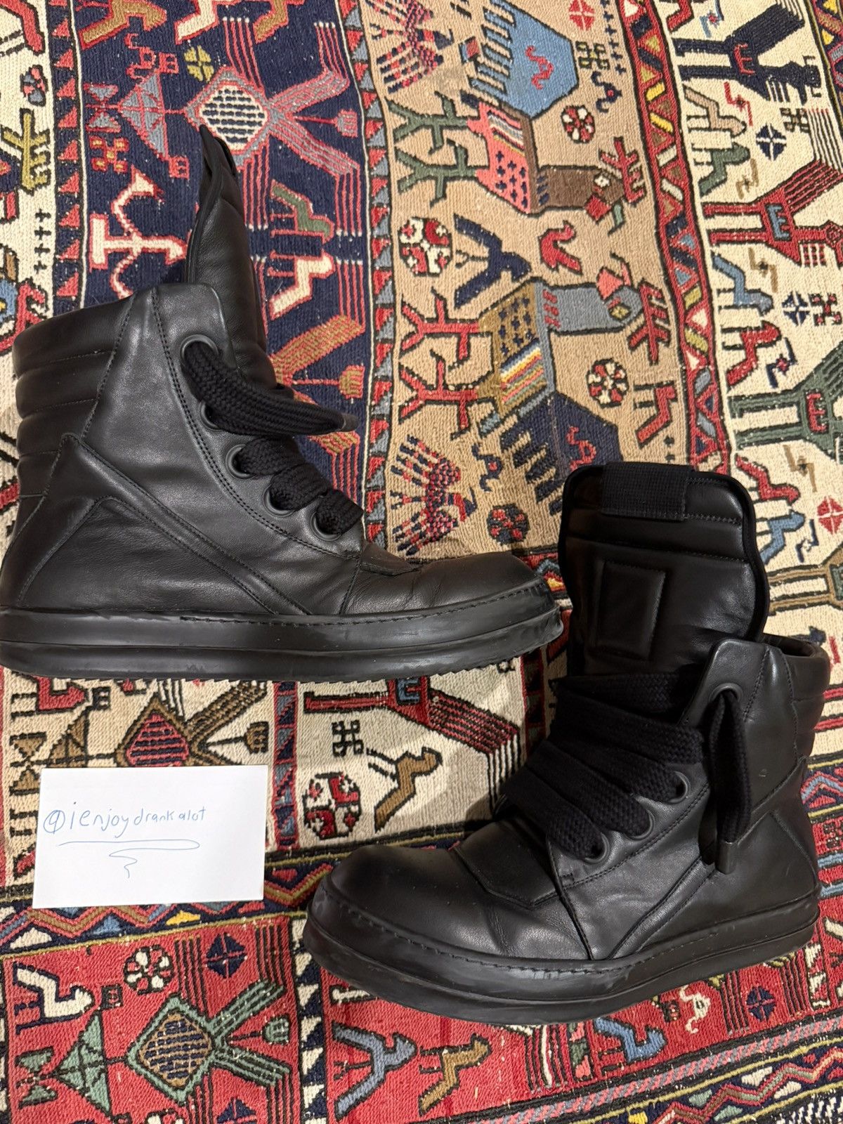 Rick Owens Rick owens SS25 jumbo lace triple black geo basket Size US 12 / EU 45 - 1 Thumbnail