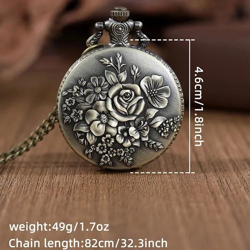 Other Flower Pocket Watch Quartz Pendant Necklace Gift For Him Size ONE SIZE - 7 Thumbnail