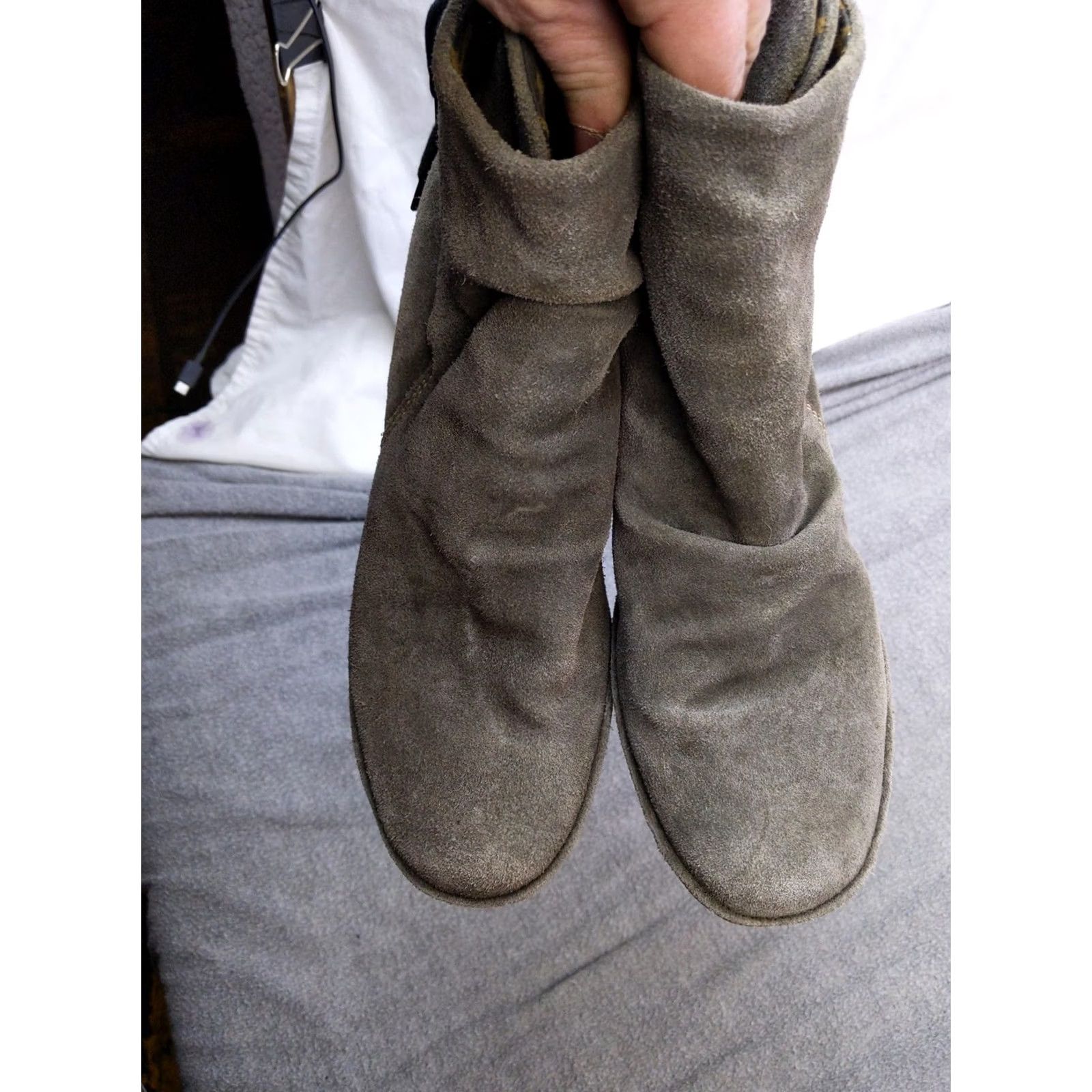 Fly London FLY London Boots Womens 8 Gray Suede Ankle Wedge Lace Up Yama Booties Size US 8 / IT 38 - 4 Thumbnail