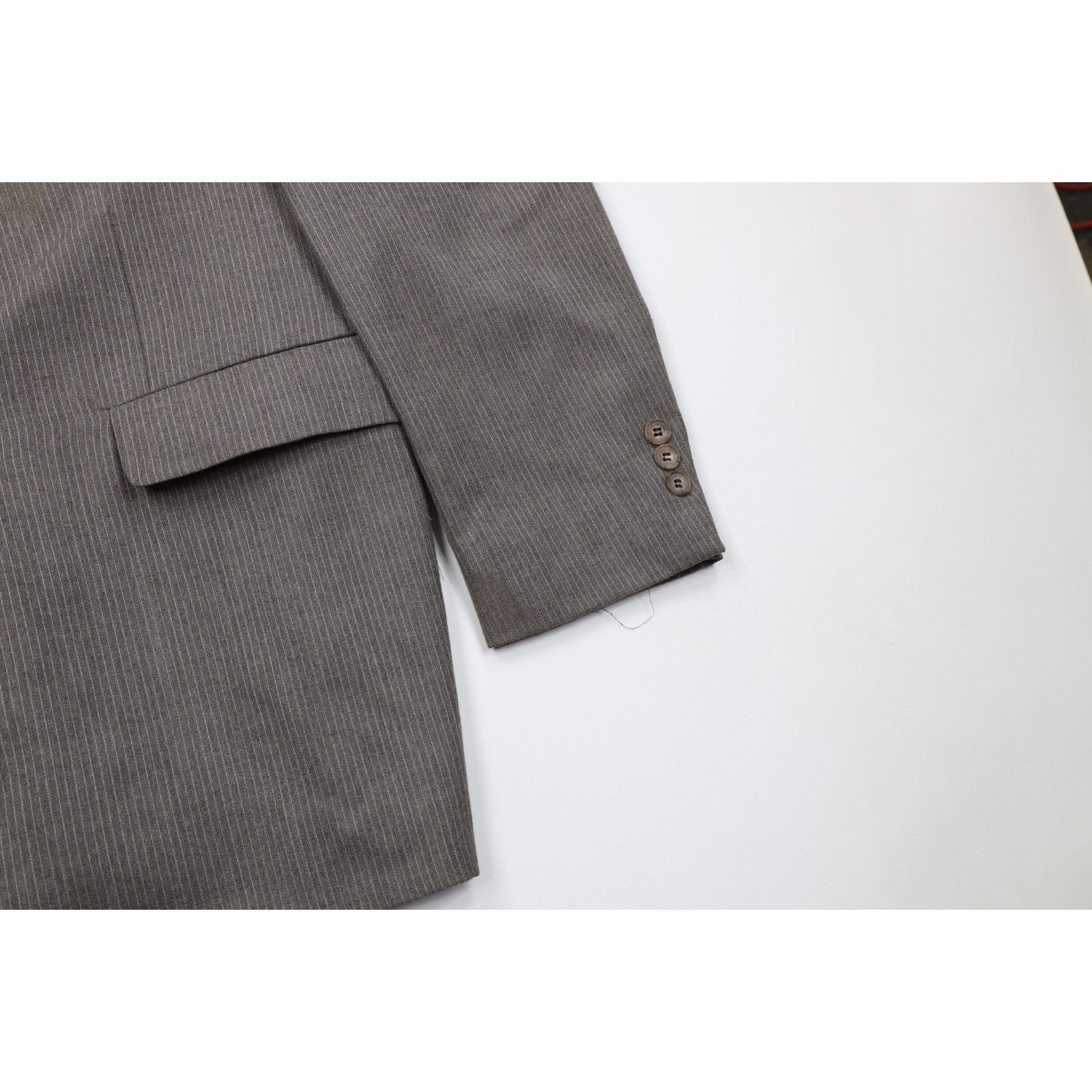 Vintage Vintage 70s Wool Pinstriped 2 Piece Suit Wedding Gray Size 44L - 3 Thumbnail