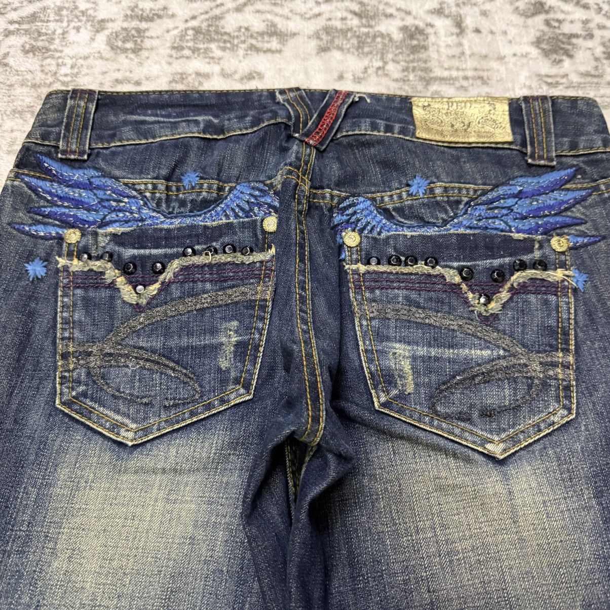 Japanese Brand Y2k Red Pepper Japan Embroidery Wings Wide Leg Flare Jeans Size US 30 / EU 46 - 4 Thumbnail