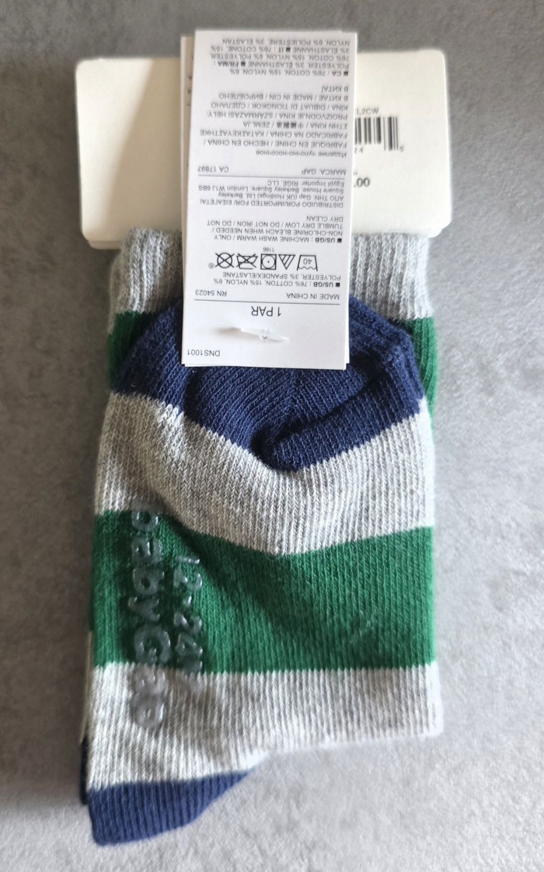 Gap NWT Baby GAP Monster Gray Green Blue Socks 12-24 Months Size ONE SIZE - 2 Thumbnail