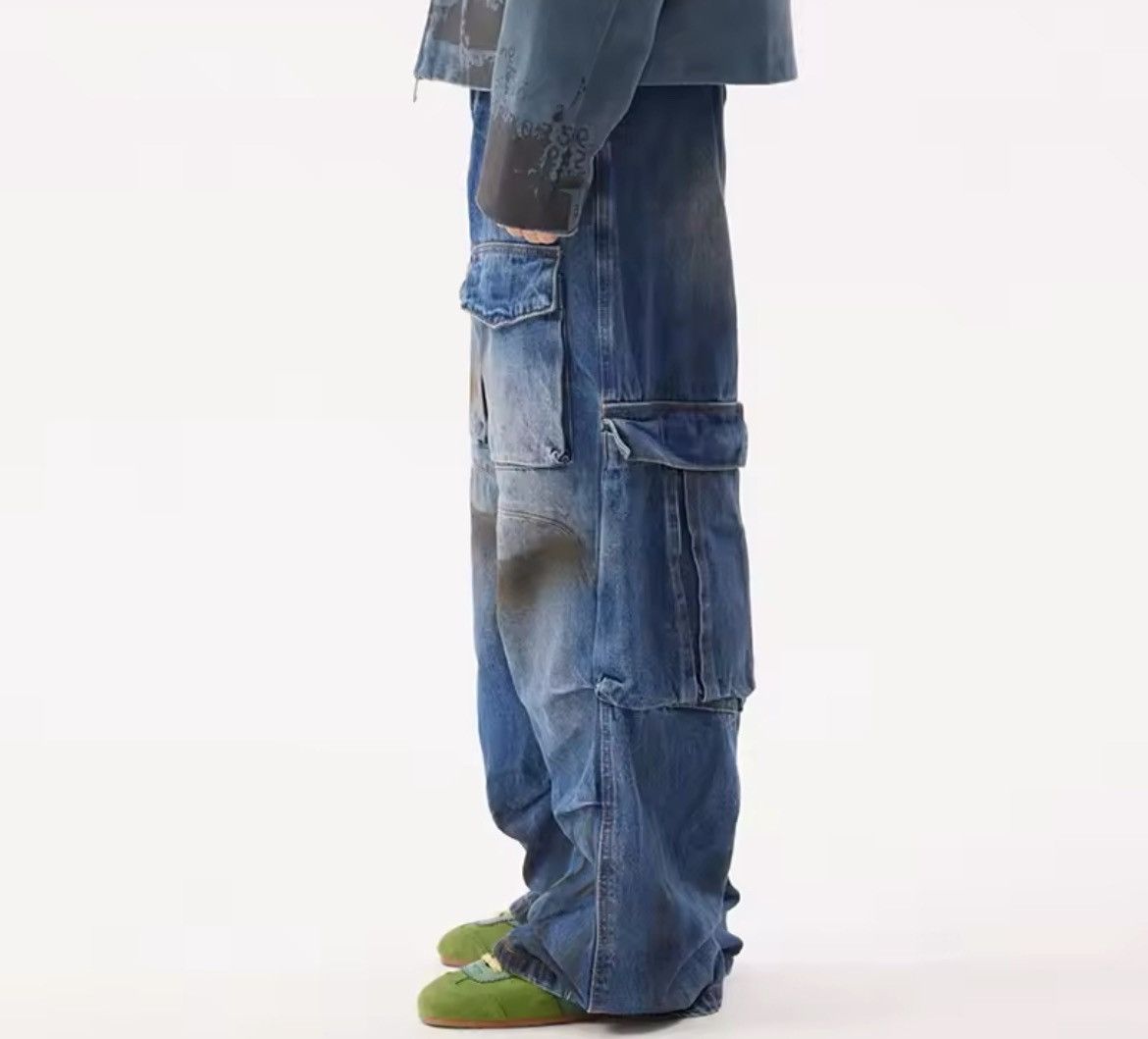 Jean × Vintage Dirty Dyed Multi Pocket Jeans Size US 28 / EU 44 - 2 Thumbnail