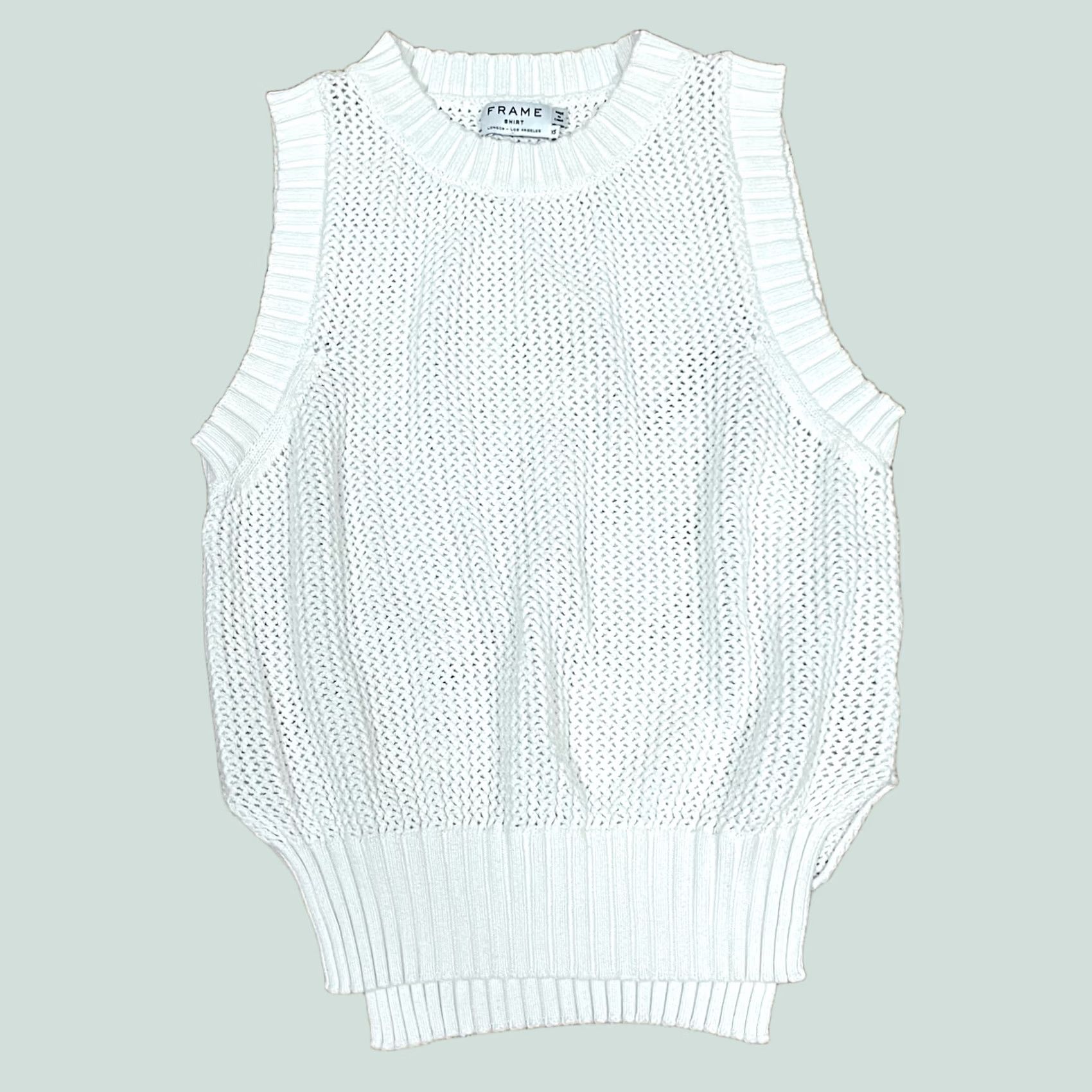 Frame VINTAGE Frame Sleeveless Sweater White Open Knit Top Cotton Sheer XS Womens frame Le Muscle Shirt Size XS / US 0-2 / IT 36-38 - 1 Thumbnail