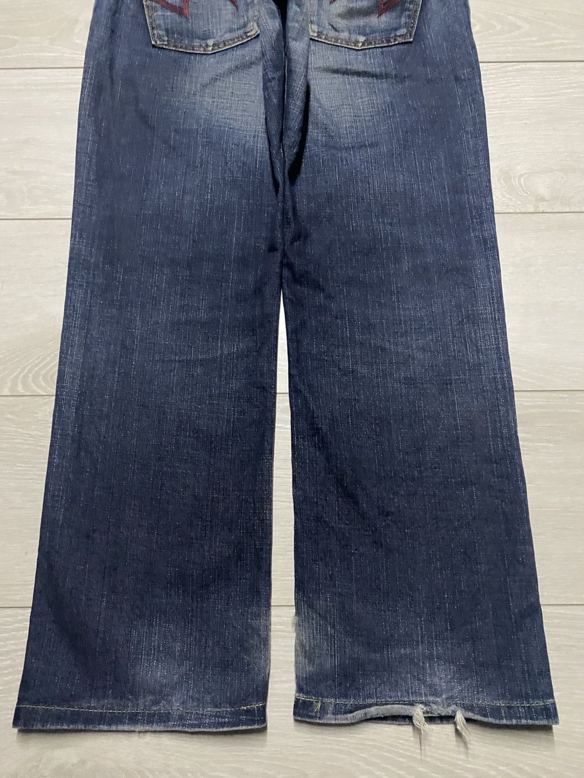 Edwin Vintage Edwin 503 Blue Trip Mud Wash Distressed Loose Jeans Size US 33 - 6 Thumbnail