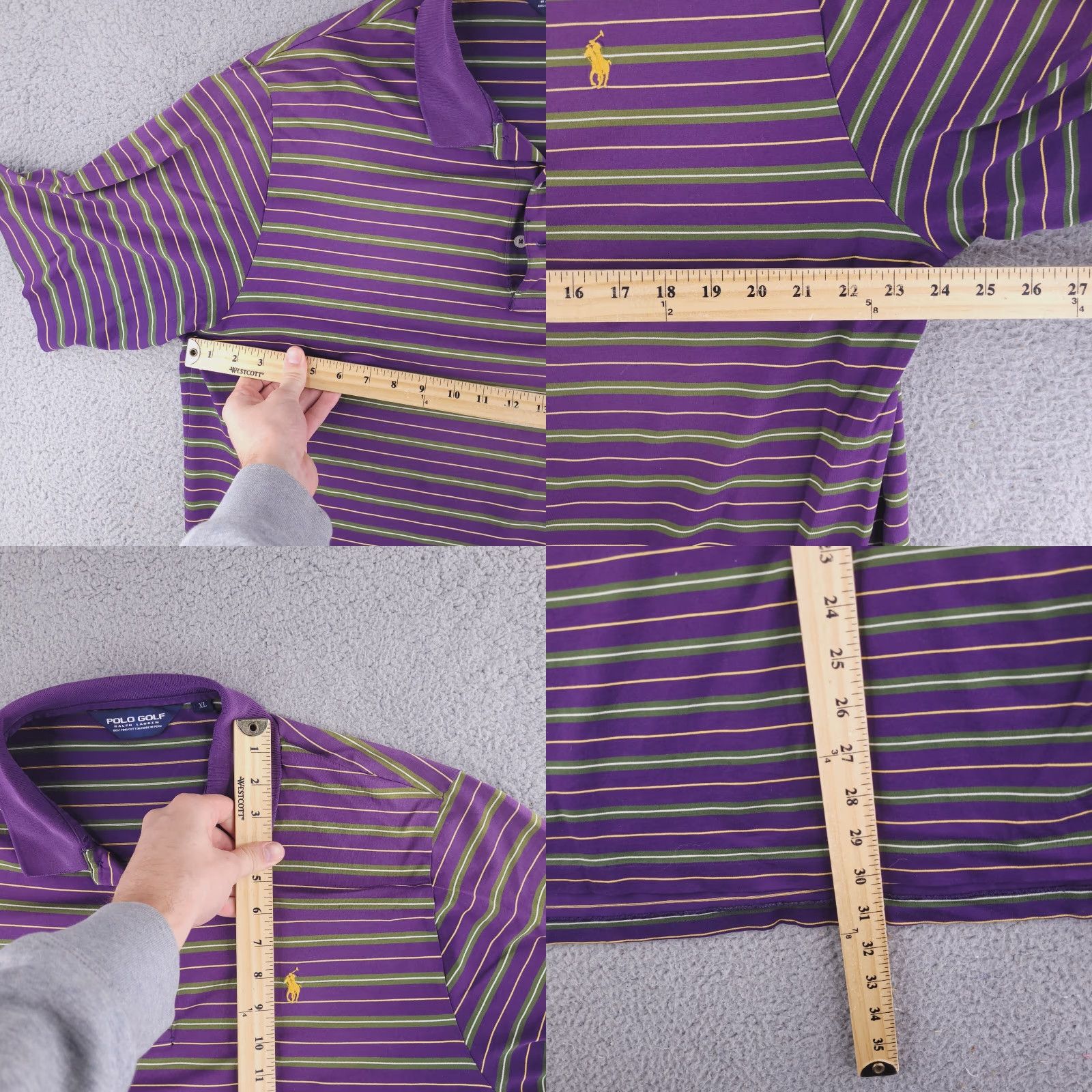 Polo Ralph Lauren Polo Ralph Lauren Shirt Mens XL Golf Green Purple Stripe Relaxed Fit Size US XL / EU 56 / 4 - 8 Thumbnail