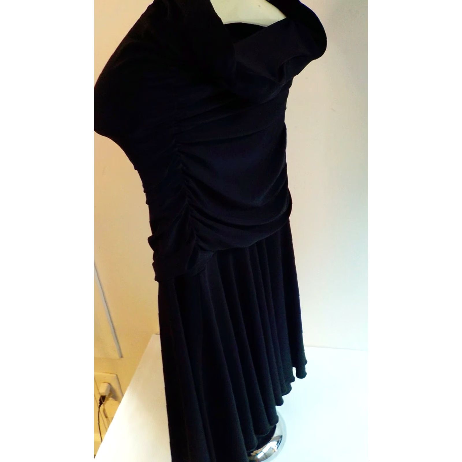 Drew DREW Halter Short Dress Ruched Blouson Top with Flair Bottom Black - SZ SM-NWT Womens Mini Sleeveless Party/Cocktail Vintage? Not applicable Size S / US 4 / IT 40 - 4 Thumbnail