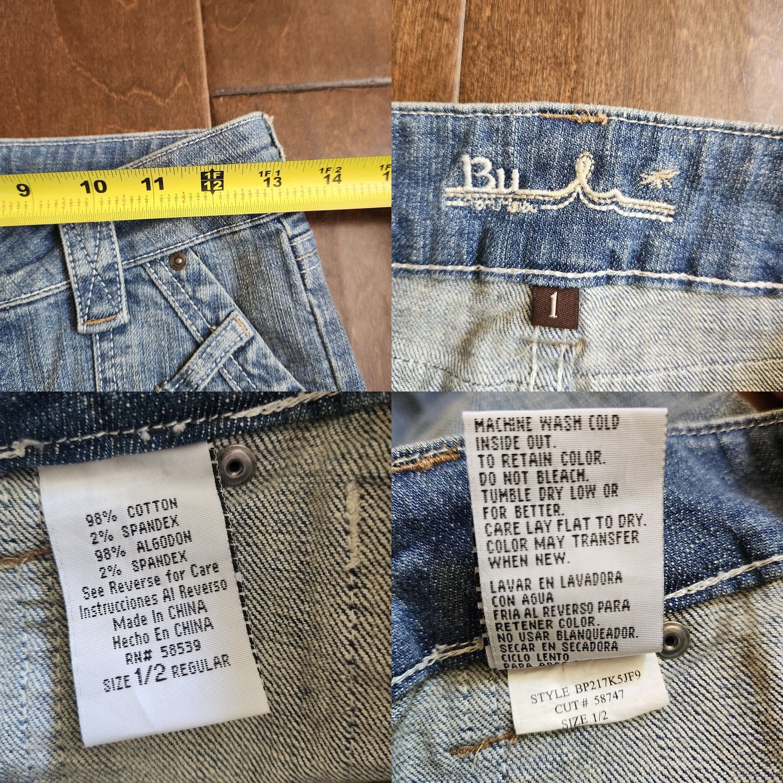 Denime Bu Malibu Denim Straight Jeans Women - Size 1 Regular Blue 29in Inseam Pockets Stretch Cotton Spandex Regular Fit 4 Seasons Size 25" / US 0 / IT 36 - 8 Thumbnail