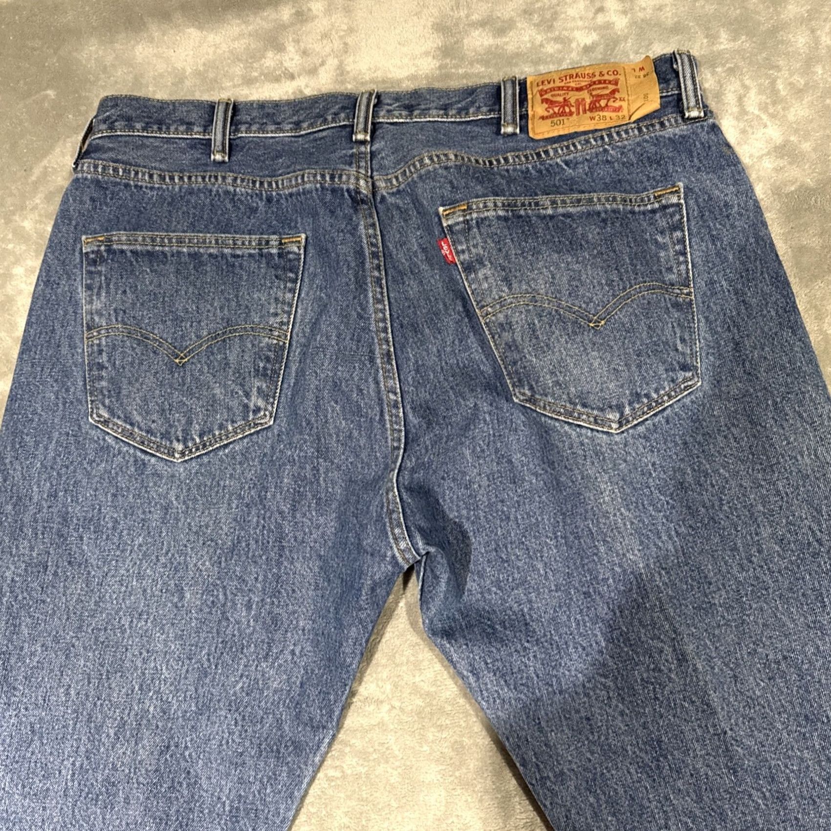 Levi's Levi's 501 Jeans Mens 38x32 Blue Straight Button Fly Denim Logo Workwear Regular Fit Pants Size US 38 / EU 54 - 7 Thumbnail