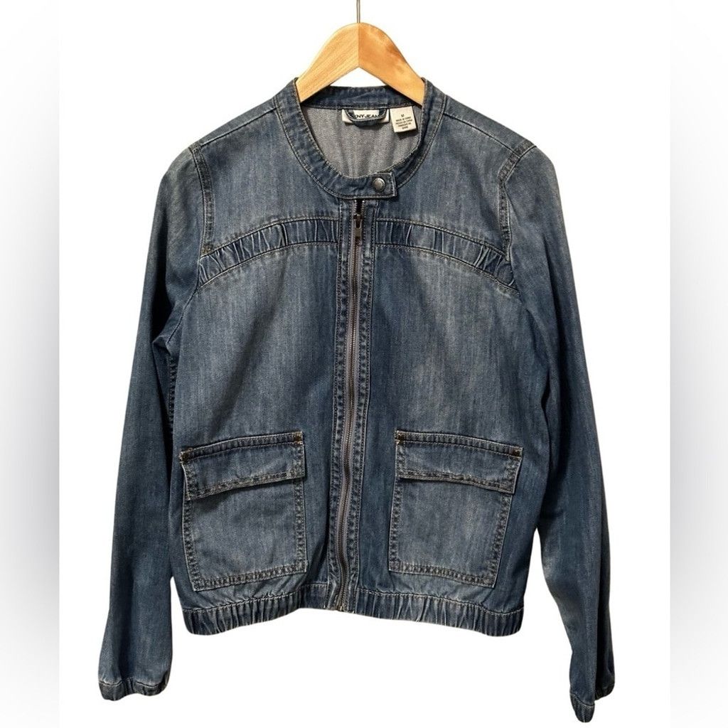 DKNY DKNY JEANS Blue Jean Bomber Jacket Women’s Size Medium. Size M / US 6-8 / IT 42-44 - 15 Thumbnail