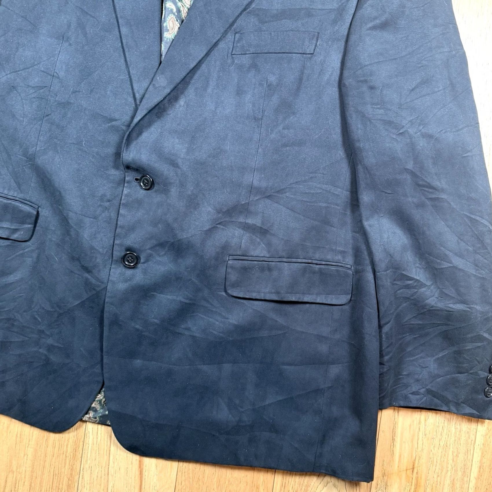 Ralph Lauren Lauren Ralph Lauren Blazer Mens 48R Black Faux Suede Paisley Lined Sport Coat Size 48R - 3 Thumbnail