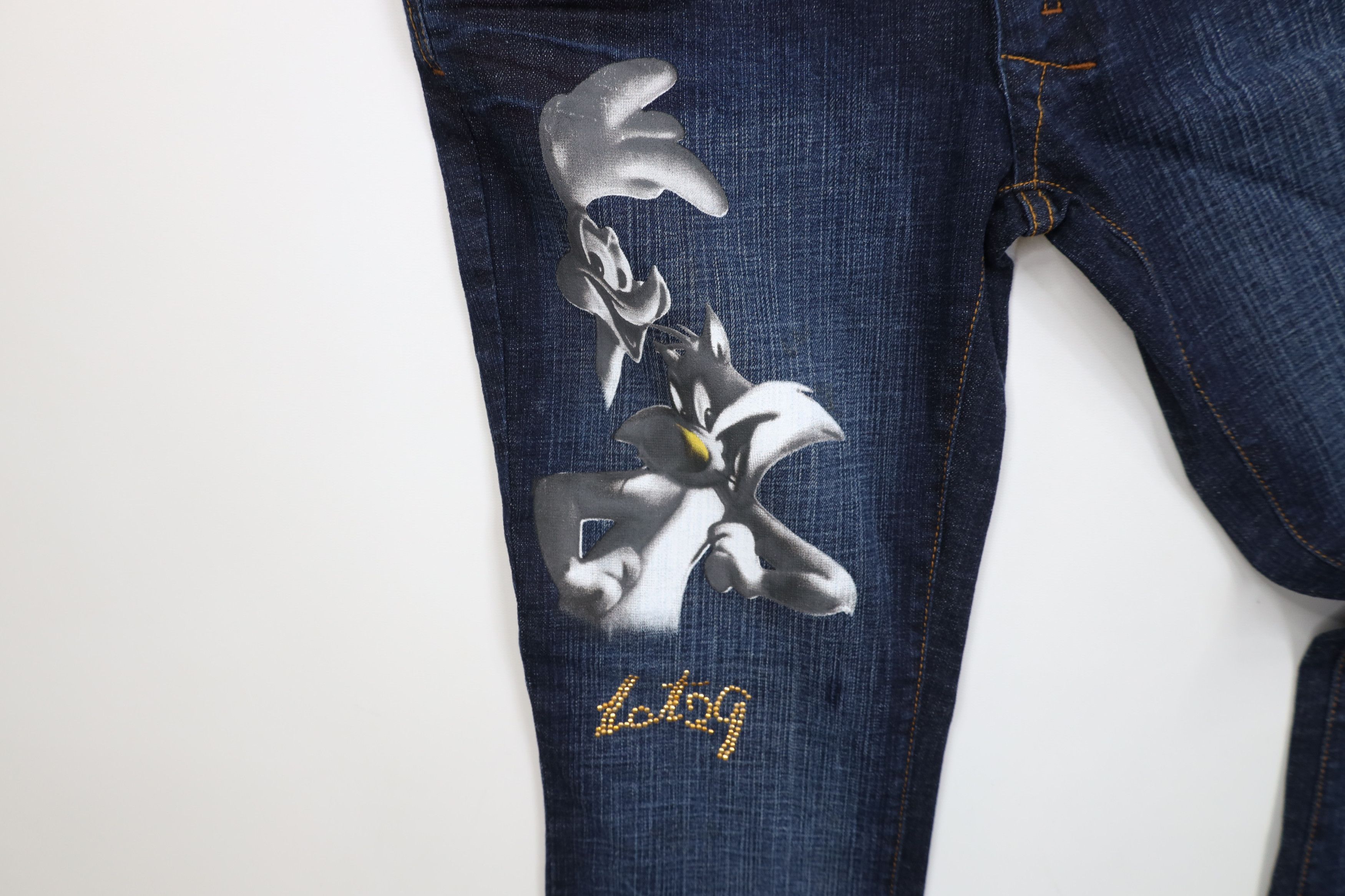 Vintage NOS Vintage Y2K Lot 29 Looney Tunes Wide Leg Jeans Blue Size 32" / US 10 / IT 46 - 5 Thumbnail