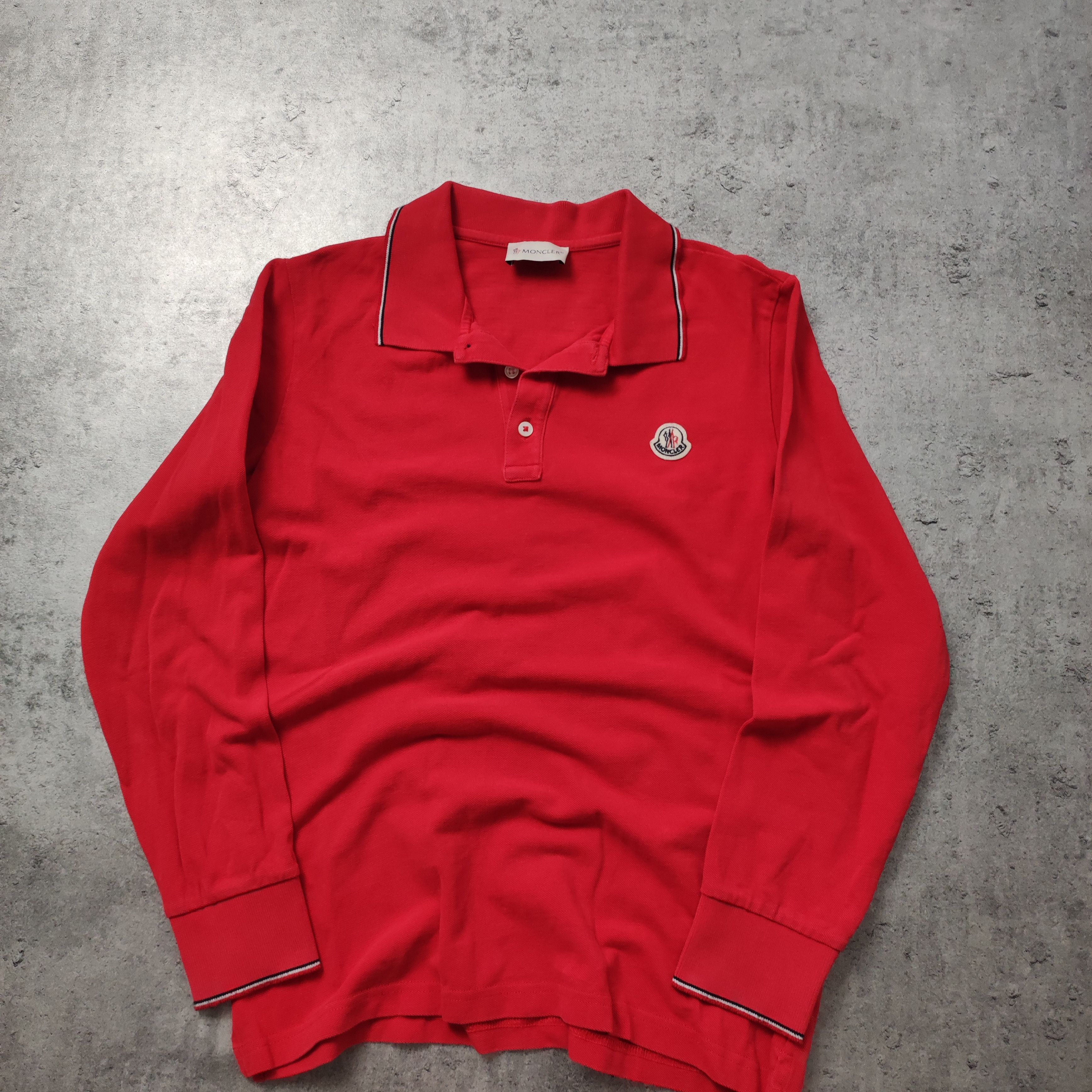 Moncler RARE Moncler Red Longsleeve Maglia Manica Polo Shirt Size S / US 4 / IT 40 - 2 Thumbnail