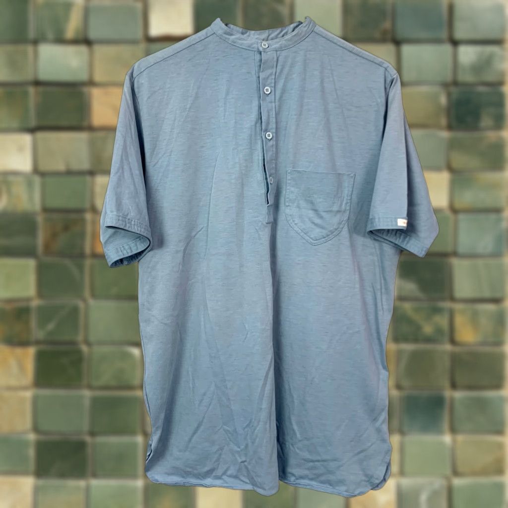 Vintage VINTAGE 80s Thirteen-O-One Polo Shirt XL Blue Mandarin Collar Button-Down Short Sleeve Mens Size US XL / EU 56 / 4 - 1 Thumbnail