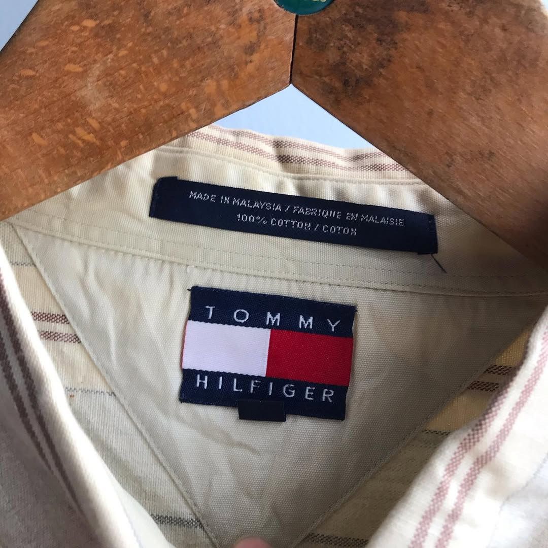 Tommy Hilfiger × Vintage Tommy Hilfiger Button Down Long Sleeves stripe shirt beige Size US L / EU 52-54 / 3 - 8 Thumbnail