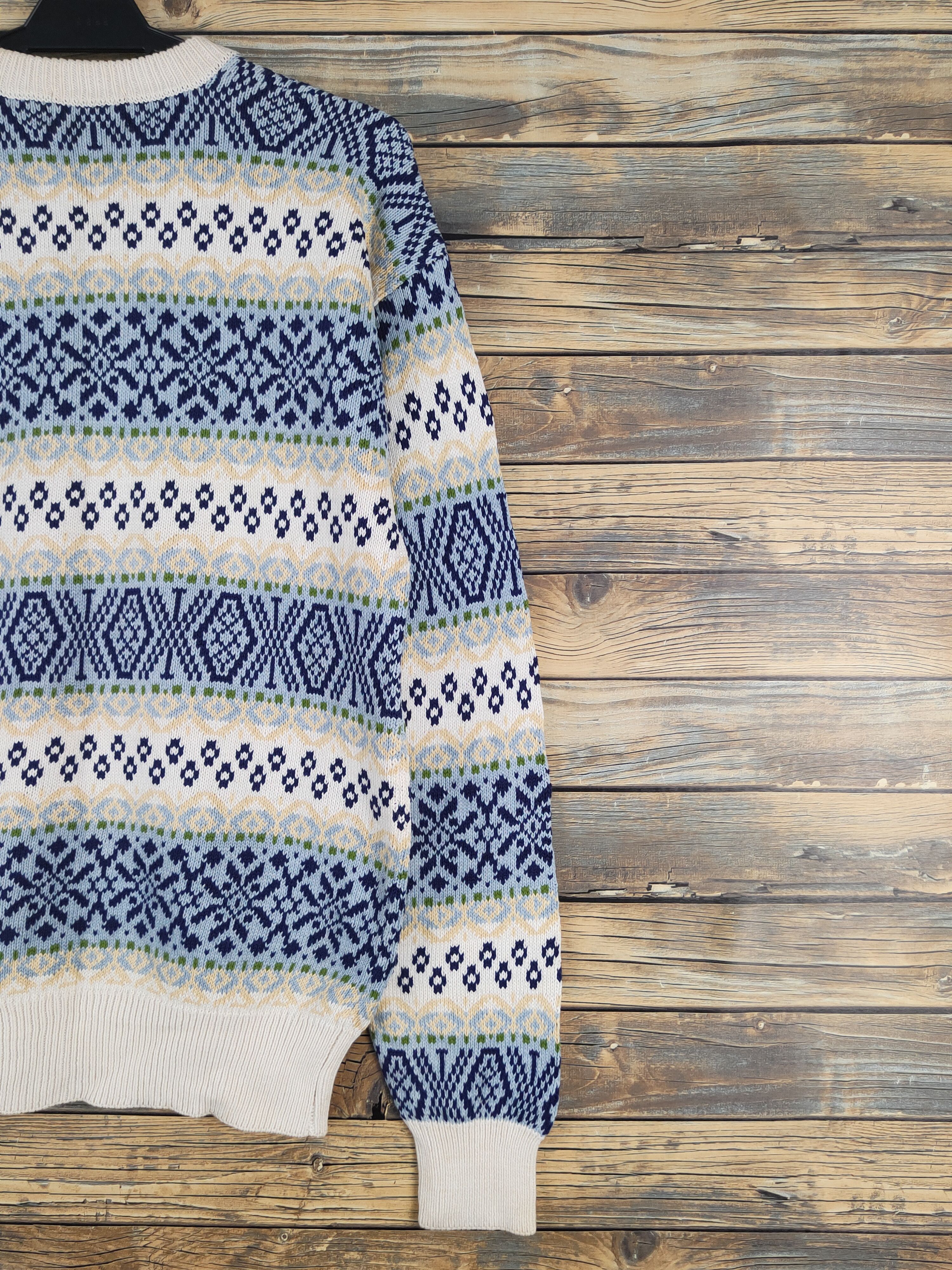 Takeo Kikuchi Takeo Kikuchi Cream Blue Knitwear Sweaters #W1229 Size US M / EU 48-50 / 2 - 9 Thumbnail
