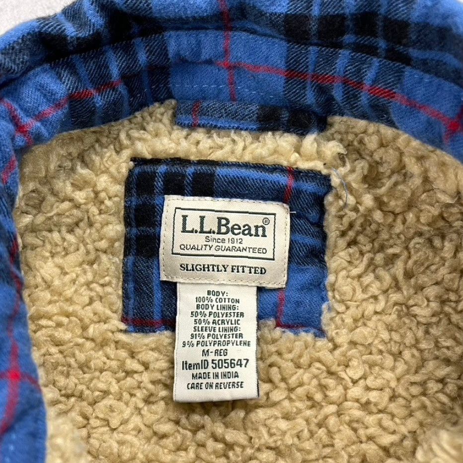 Vintage L.L. Bean Shirt Mens M Blue Plaid Flannel Shacket Heavy Sherpa Lined Vintage? No Size US M / EU 48-50 / 2 - 5 Thumbnail