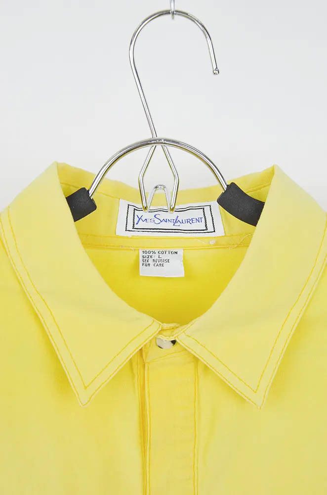 Yves Saint Laurent Yves Saint Laurent Yellow Short Sleeve Cotton Shirt - L Size US L / EU 52-54 / 3 - 3 Thumbnail