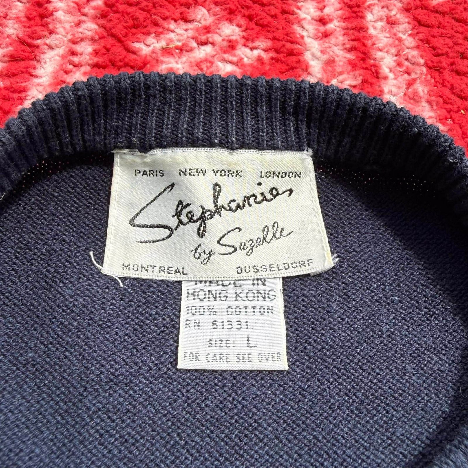 Other Vtg Stephanie by Suzelle Navy Star Sweater Gold Buttons Size L / US 10 / IT 46 - 3 Thumbnail