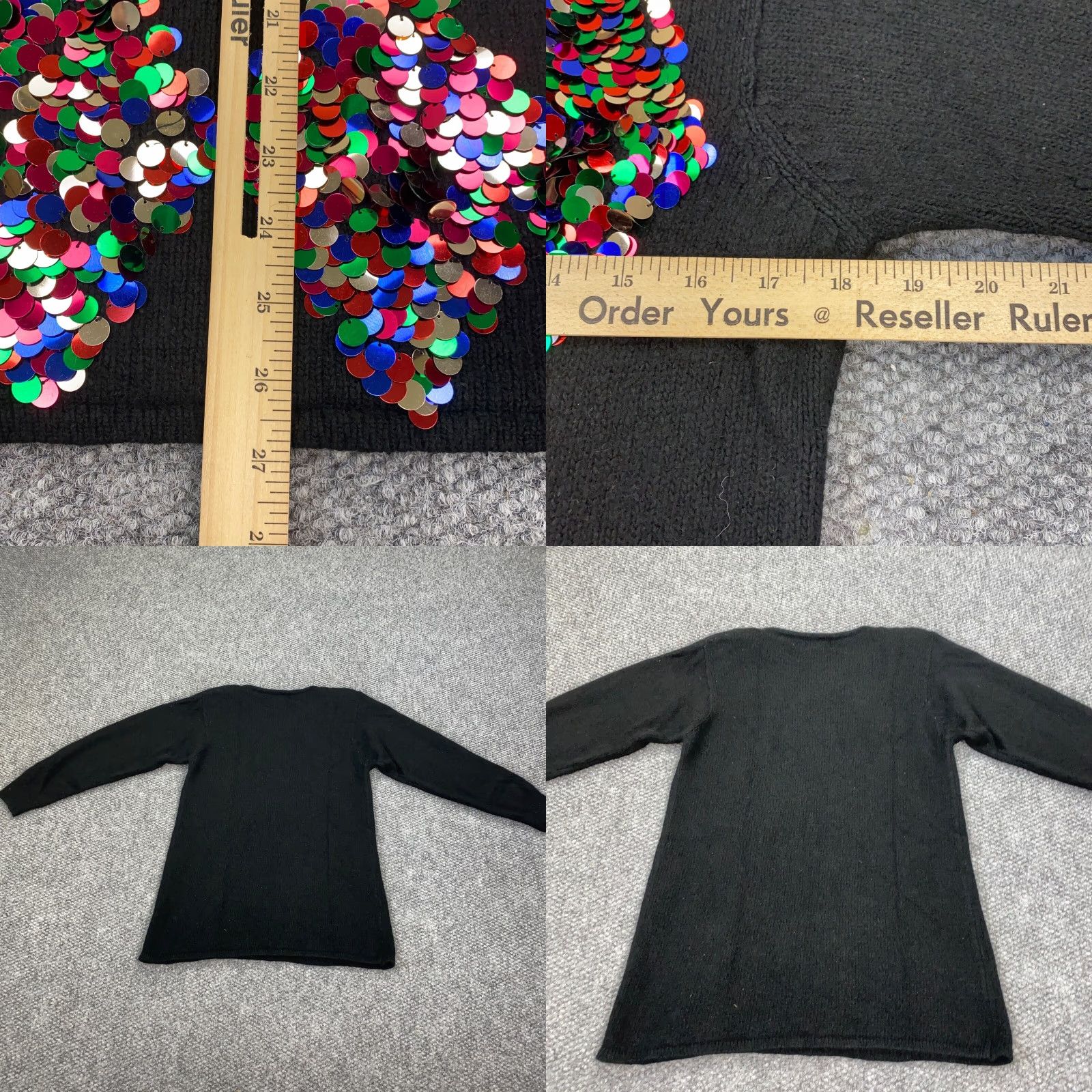 Vintage In Charge Women's Sweater S Black Angora Silk Lambswool Sequin Crew Neck Holiday Christmas Pullover Knit Womens Size S / US 4 / IT 40 - 8 Thumbnail