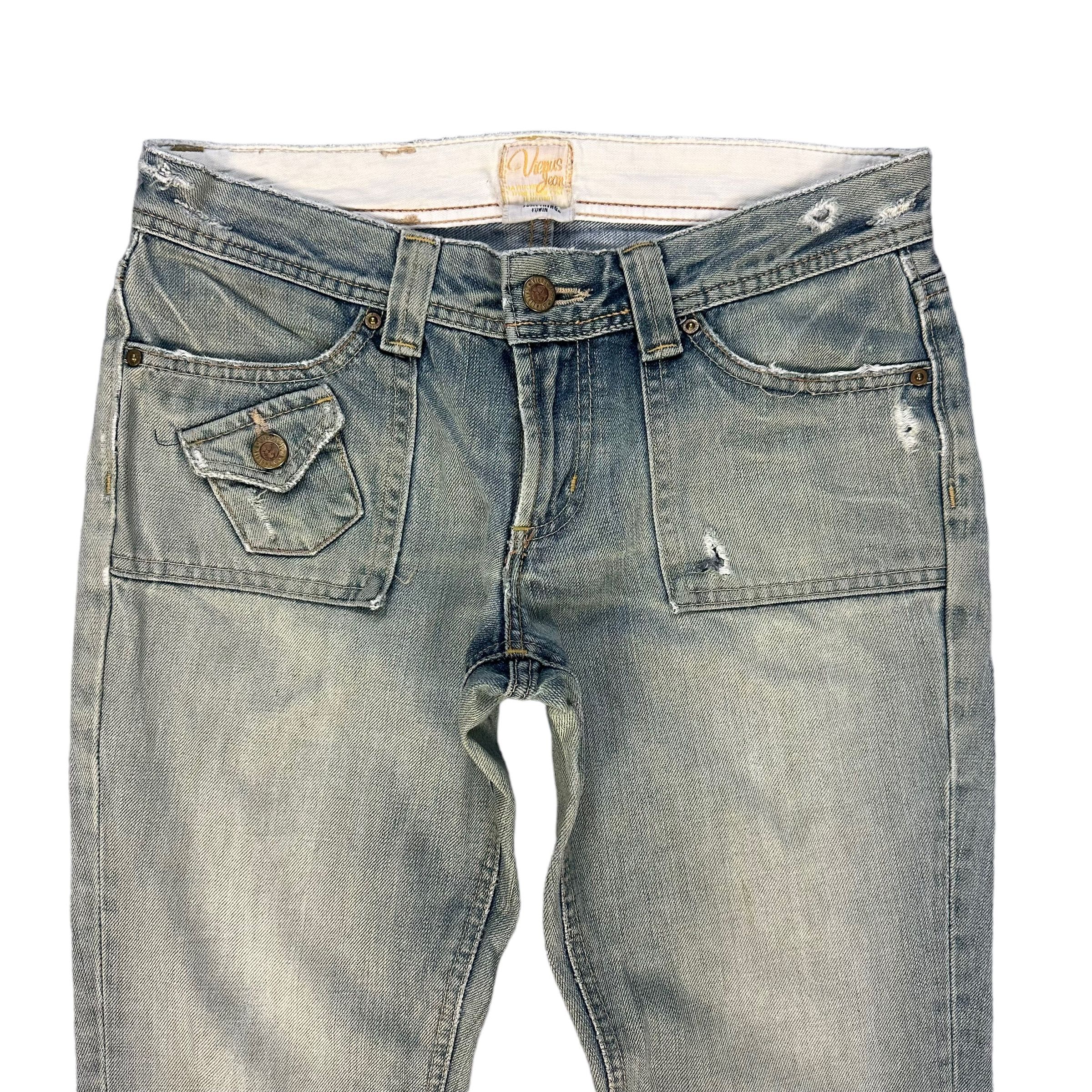 Edwin VIENUS JEANS EDWIN RUSTY DISTRESS FLARE JEANS #8865-032 Size 31" - 2 Thumbnail