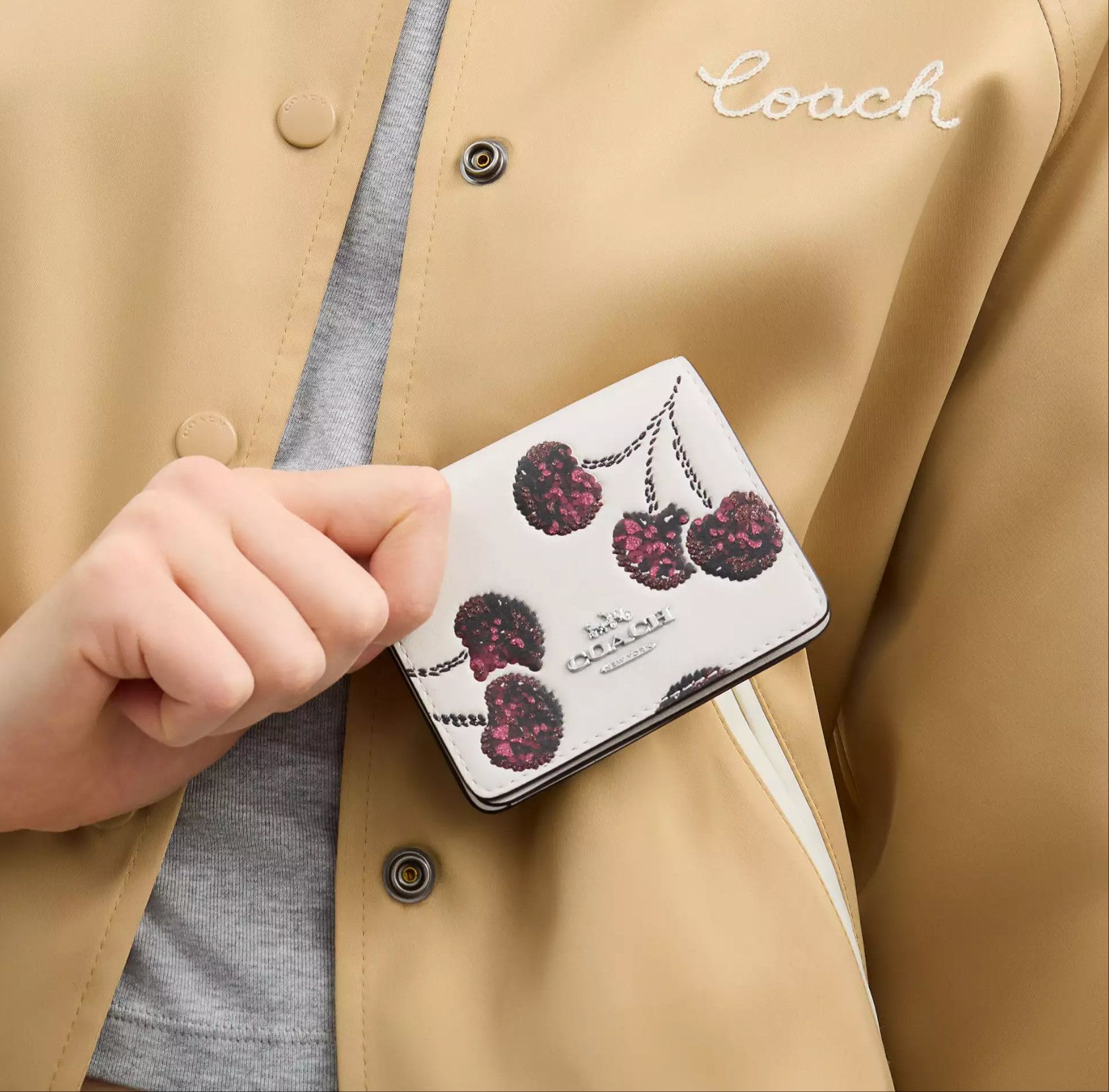 Coach NWT Coach CDE98 Mini Wallet On A Chain With Cherry Print Size ONE SIZE - 8 Thumbnail