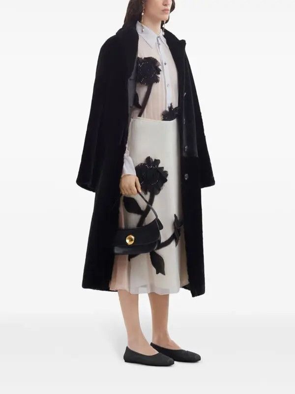 Marni o1w1db11125 Floral-Appliqué Silk Midi Skirt in White Size 27" / US 4 / IT 40 - 5 Thumbnail