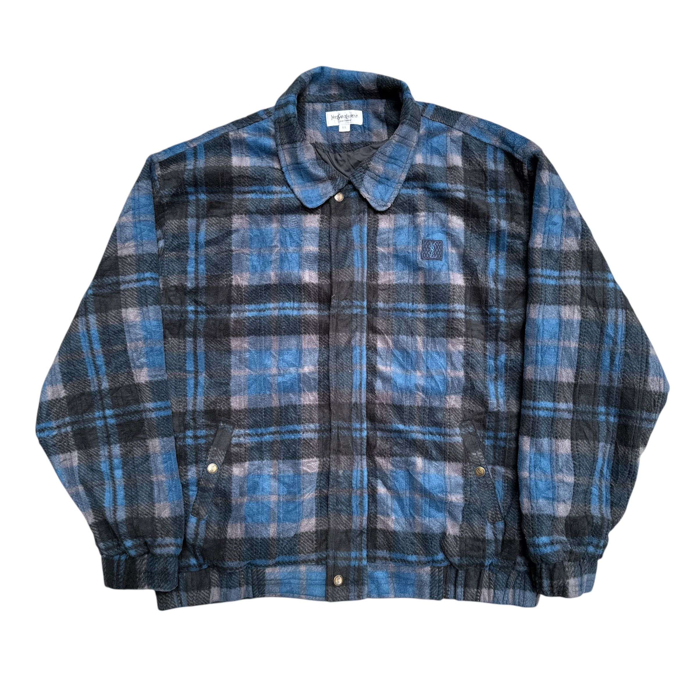 Yves Saint Laurent Vintage YSL Plaid Tartan Fleece Bomber Jacket Size US L / EU 52-54 / 3 - 2 Thumbnail