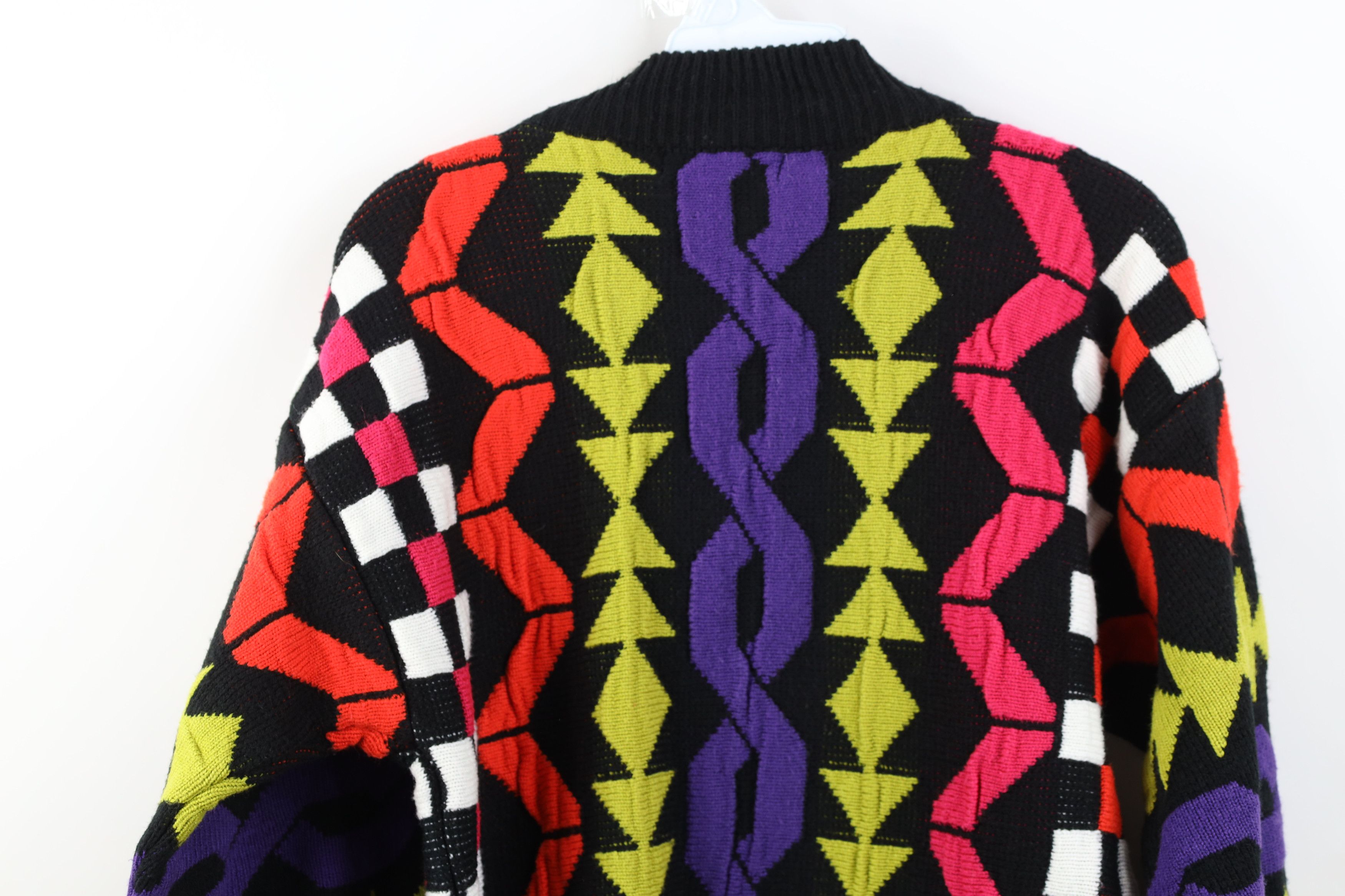 Vintage Vintage 90s Coogi Style Geometric Knit Mock Neck Sweater Size M / US 6-8 / IT 42-44 - 9 Thumbnail