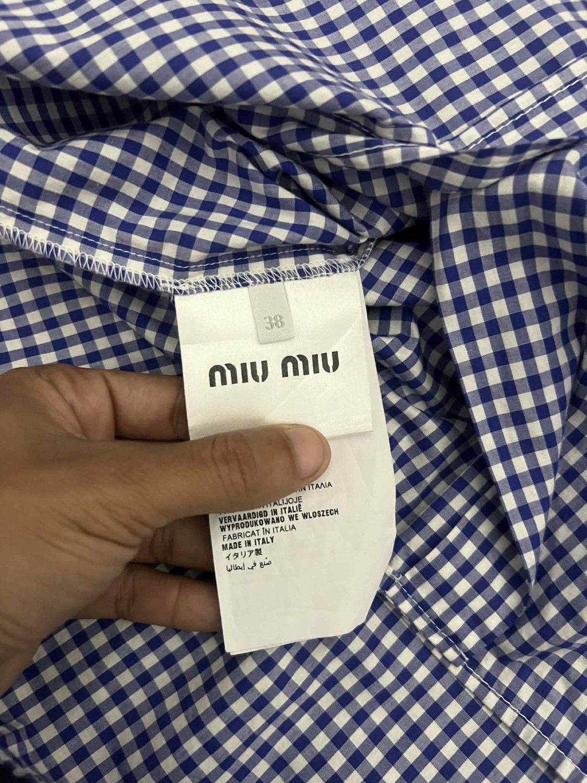 Miu Miu Miu Miu - Gingham Embroidered Logo Check Shirt Size S / US 4 / IT 40 - 10 Thumbnail