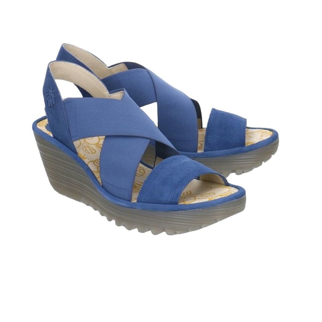 Fly London Fly London Women's Yaji Wedge Sandal Blue Women's 41 US 10 Size US 10 / IT 40 - 1 Thumbnail