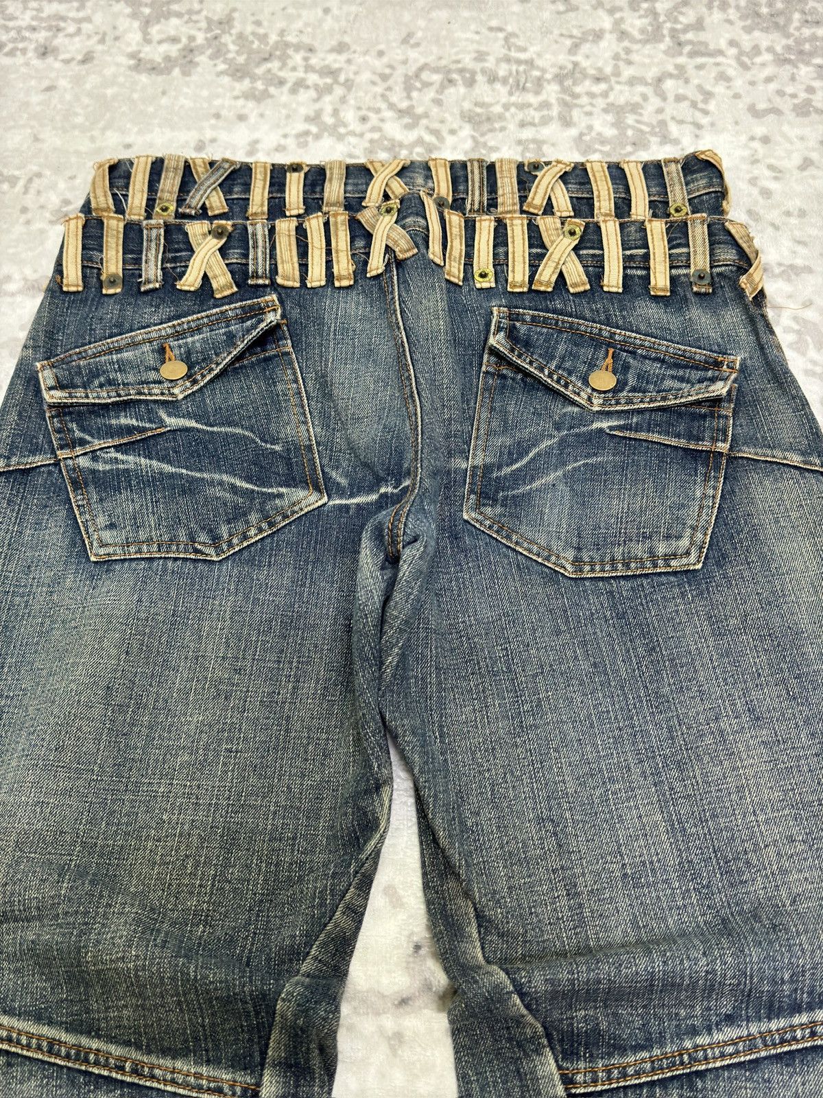 Le Grande Bleu (L.G.B.) Vintage Camel Active Double Waist Muddy Acid Wash Jeans Size US 32 / EU 48 - 8 Thumbnail