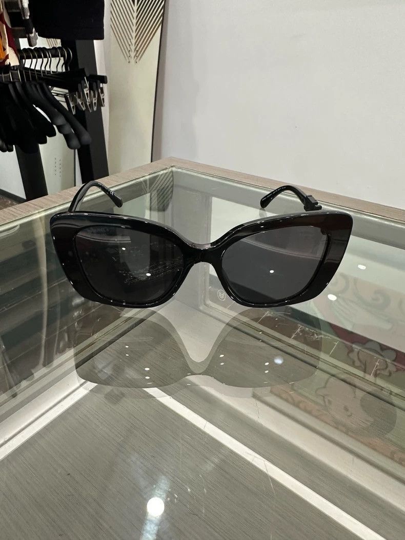 Chanel Chanel Black Rhinestone Logo Sunglasses Size ONE SIZE - 3 Thumbnail