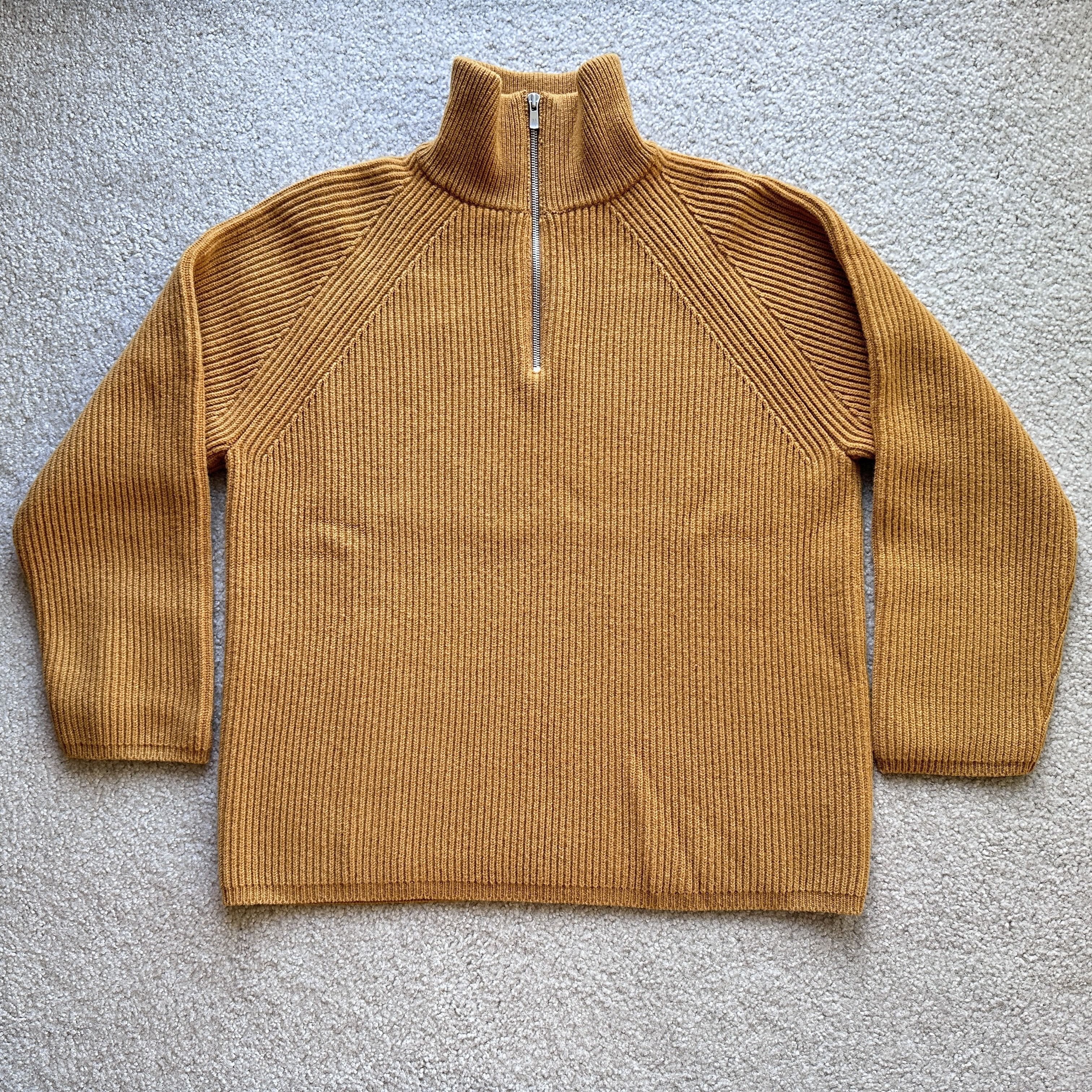 Batoner Batoner Solid Wool Knit Sweater Gold 1/4 Zip Size US M / EU 48-50 / 2 - 2 Thumbnail