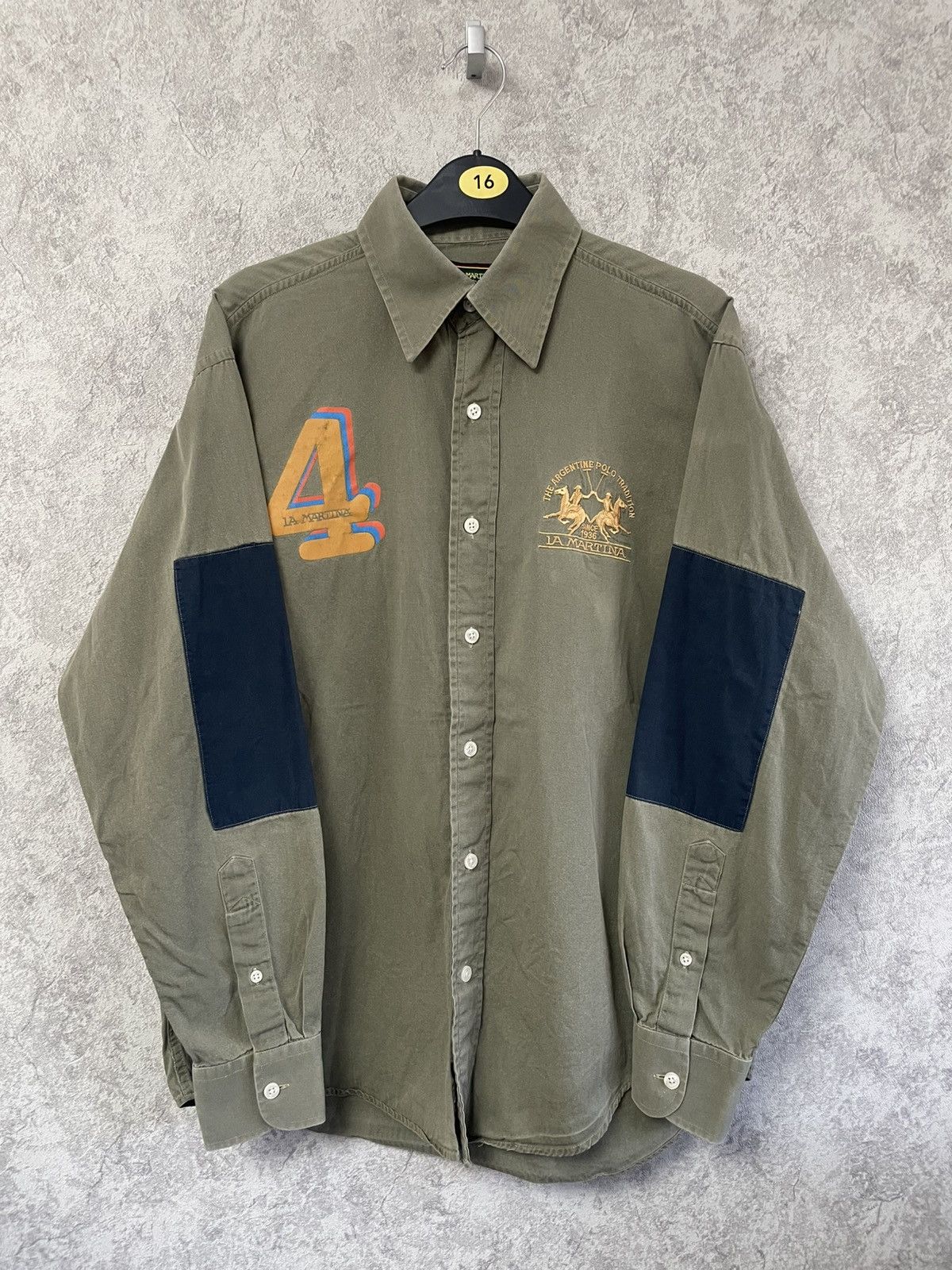 La Martina Vintage La Martina Khaki Long Sleeve Shirt Button Up Size US S / EU 44-46 / 1 - 1 Thumbnail