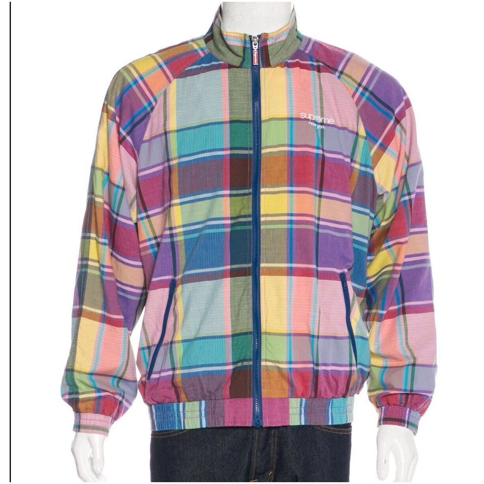 Supreme Supreme Nylon Plaid Pullover Jacket color Green Size M 
