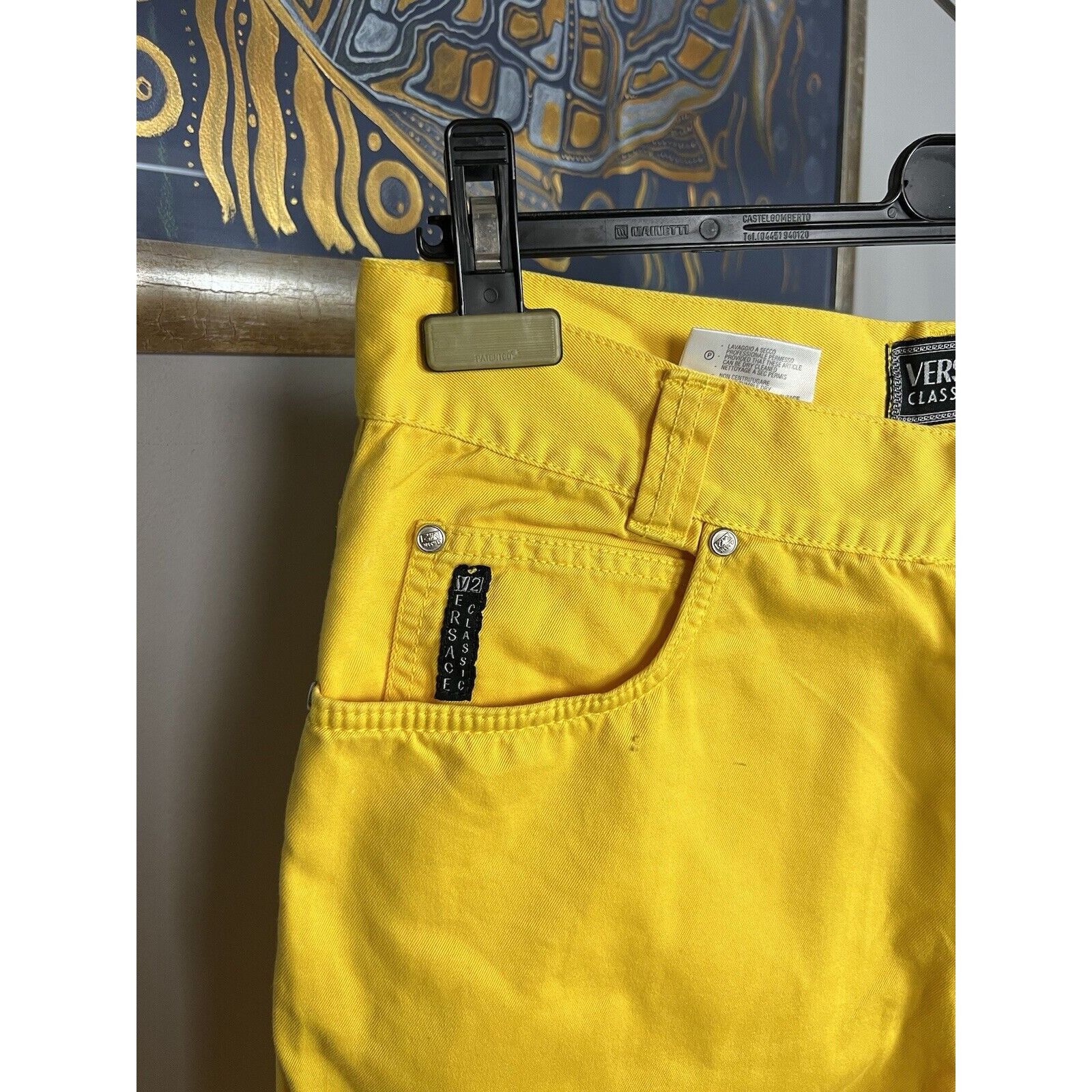 Versace RARE! Versace V2 Classic Men`s Yellow Denim Straight Pants S Size US 33 - 5 Thumbnail